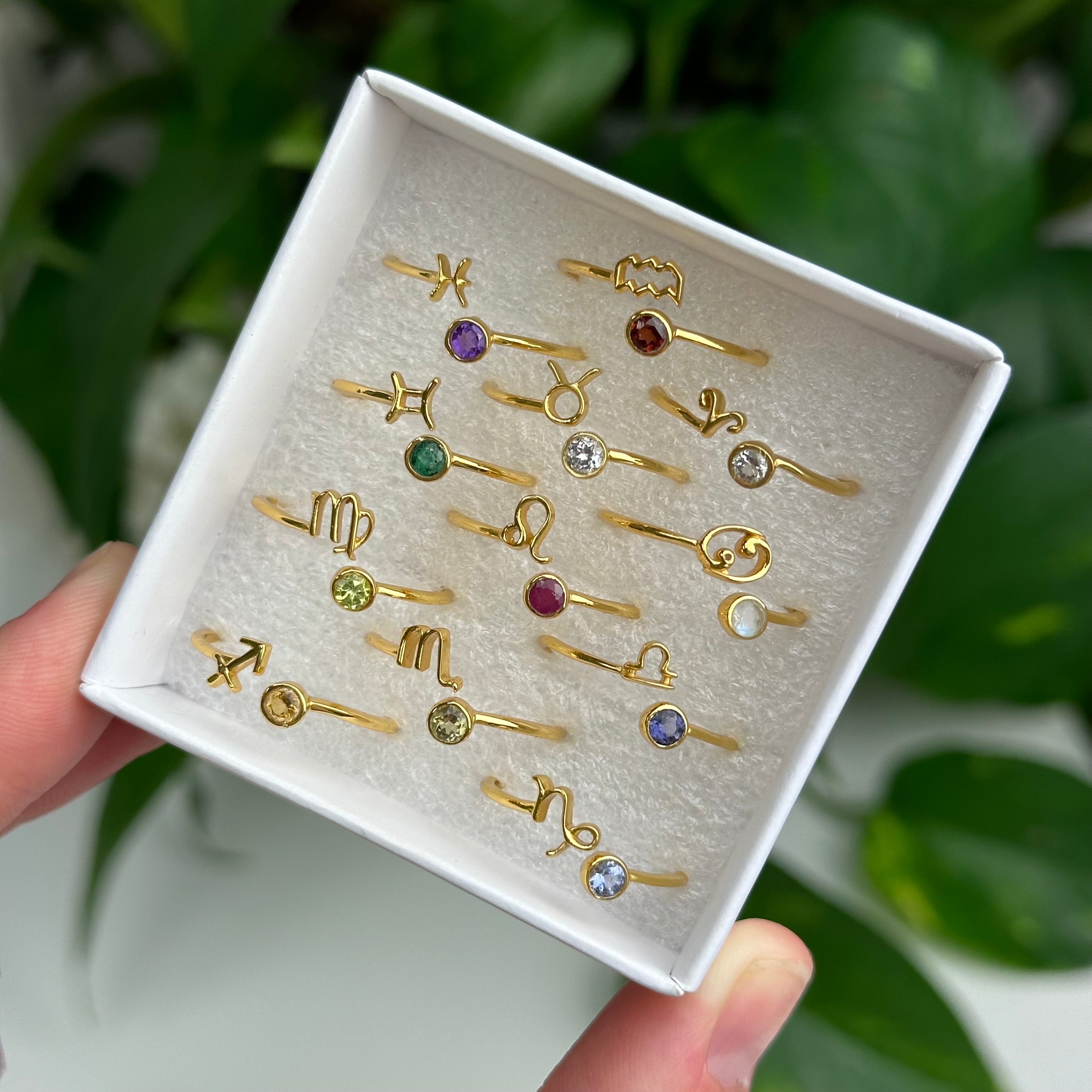 Gold Zodiac Birthstone Rings