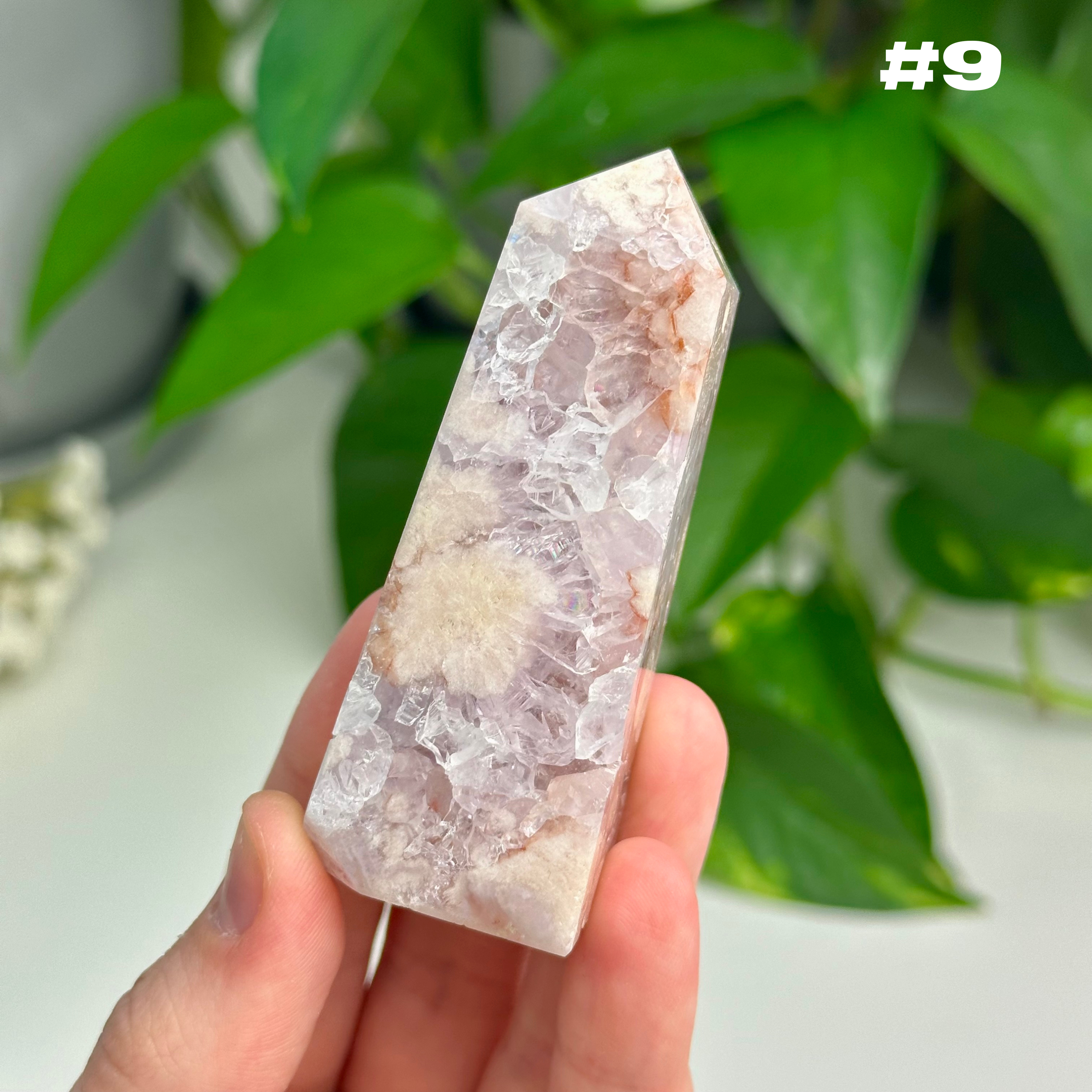 Flower Agate x Pink Amethyst Towers