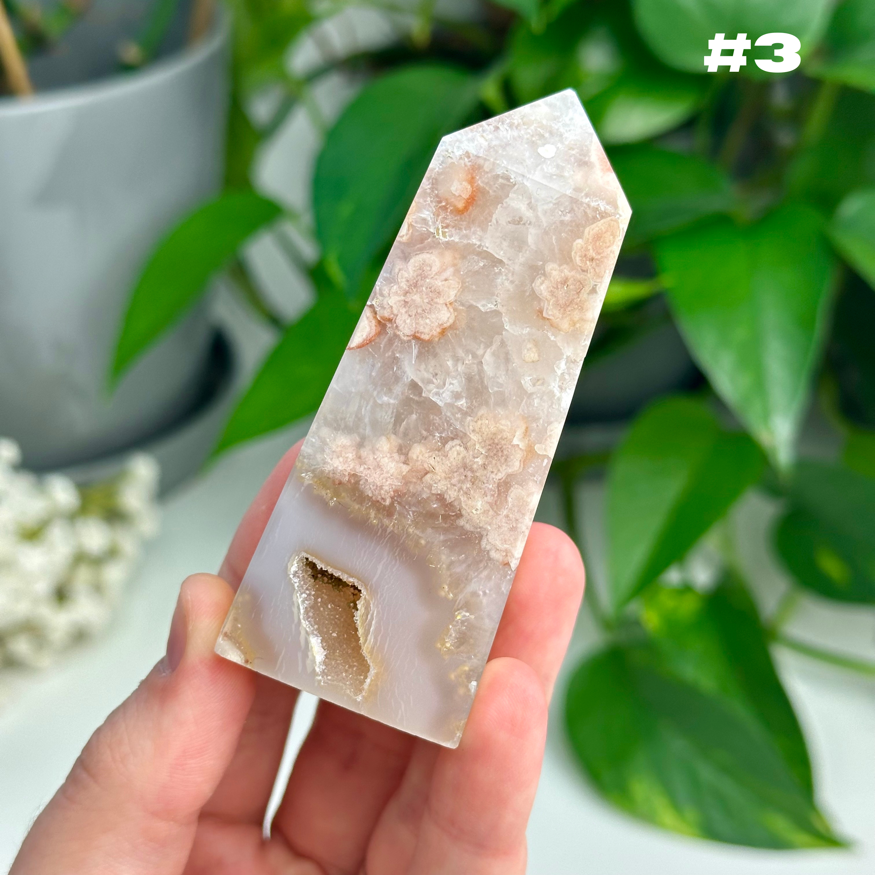 Flower Agate x Pink Amethyst Towers