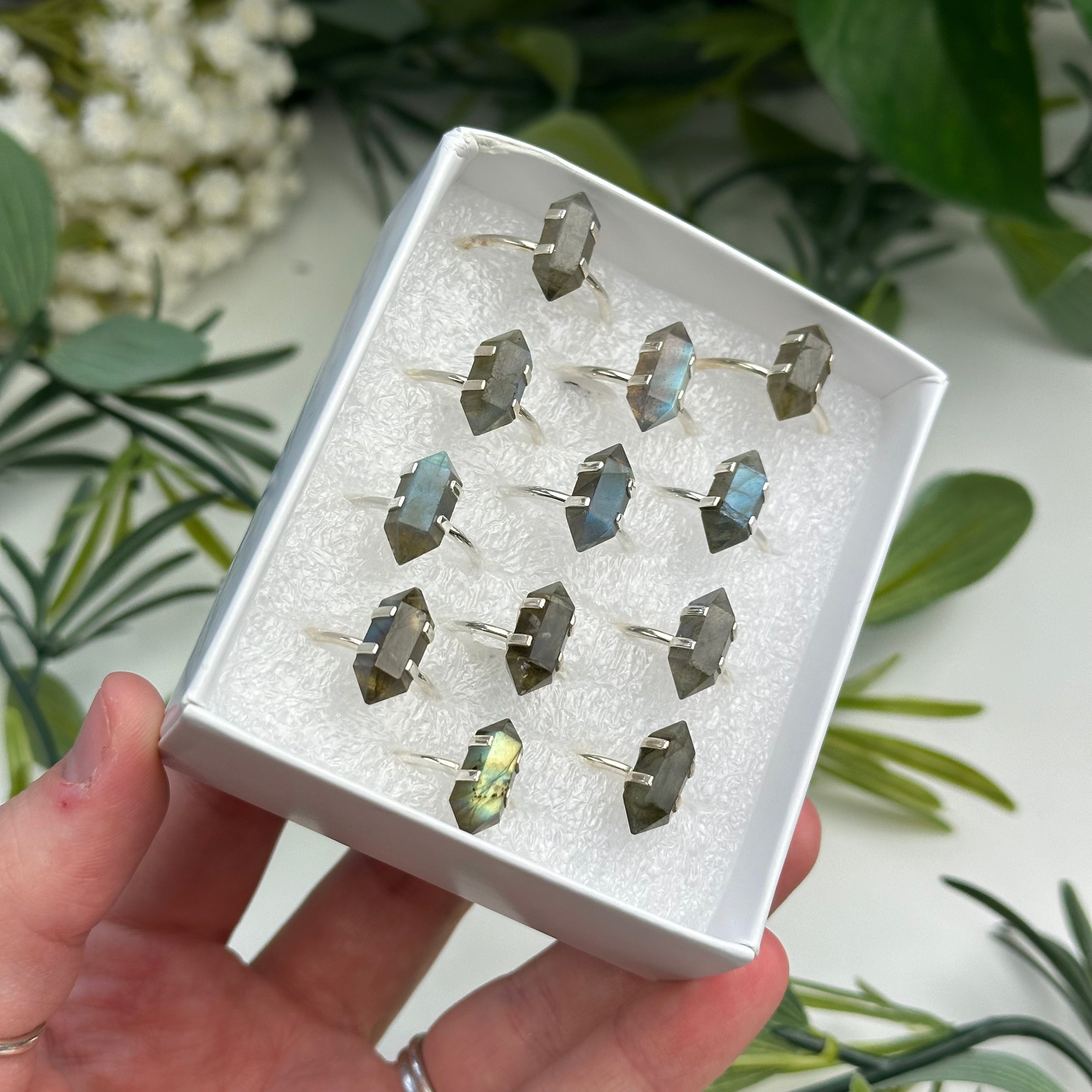 Double Terminated Labradorite Ring