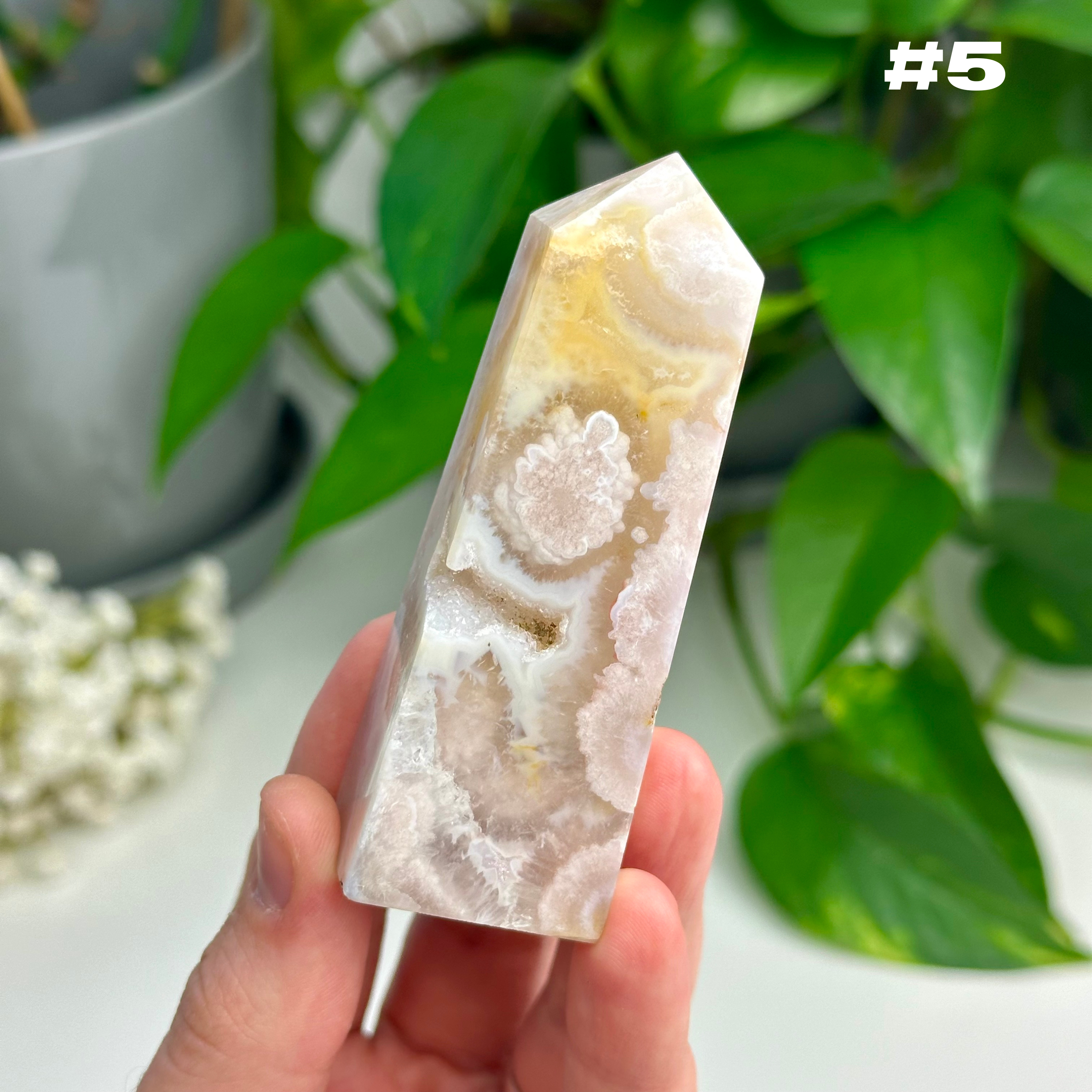 Flower Agate x Pink Amethyst Towers