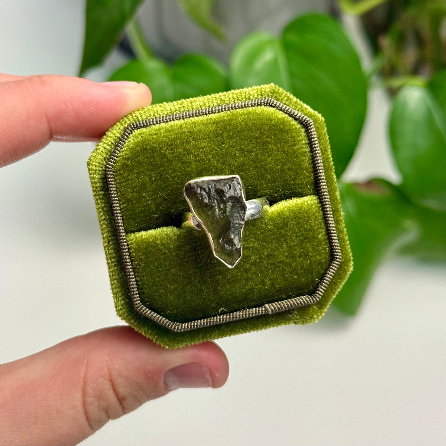 Adjustable Moldavite Ring—4.31 Grams