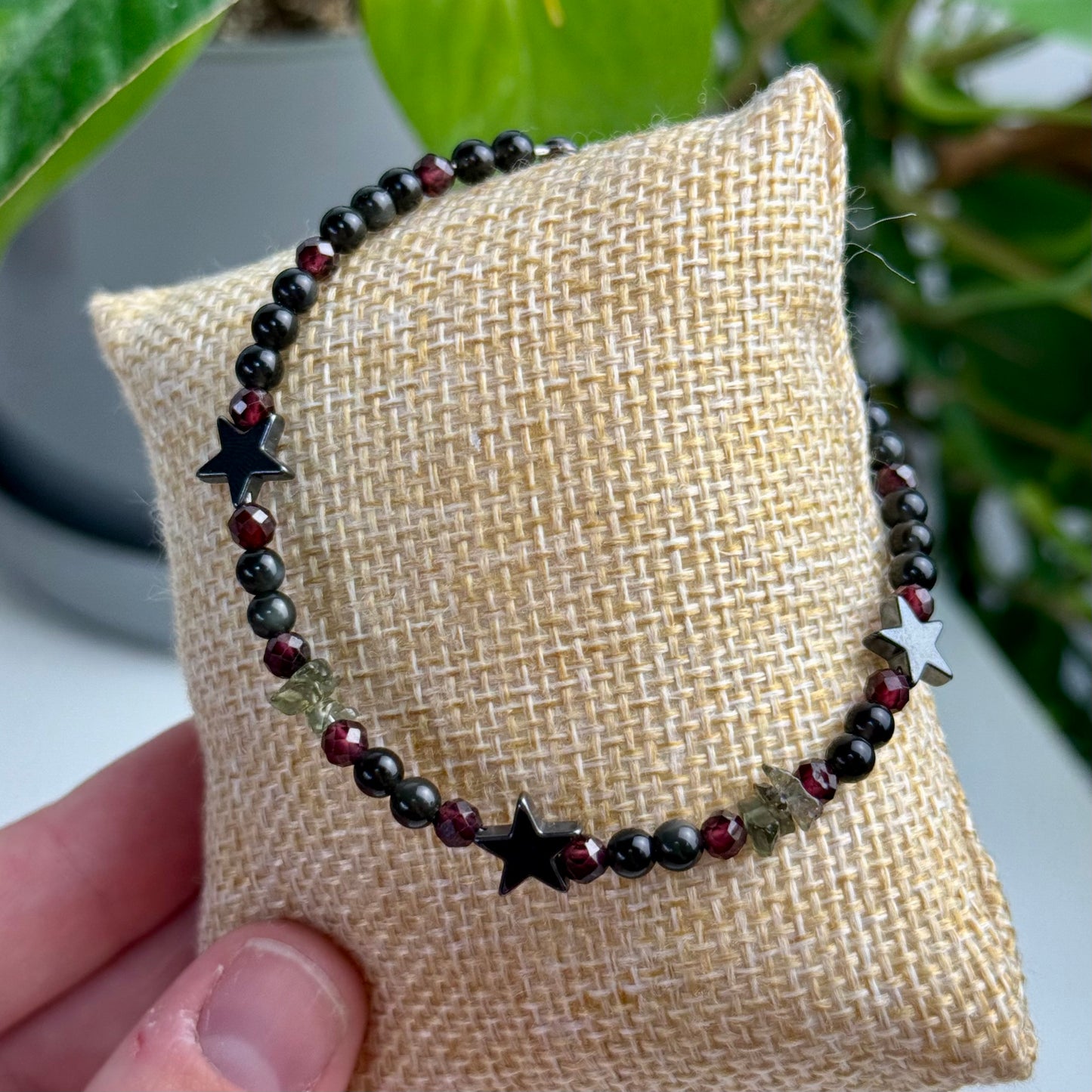 The Grounded Power Bracelet — Obsidian, Hematite, Garnet & Moldavite