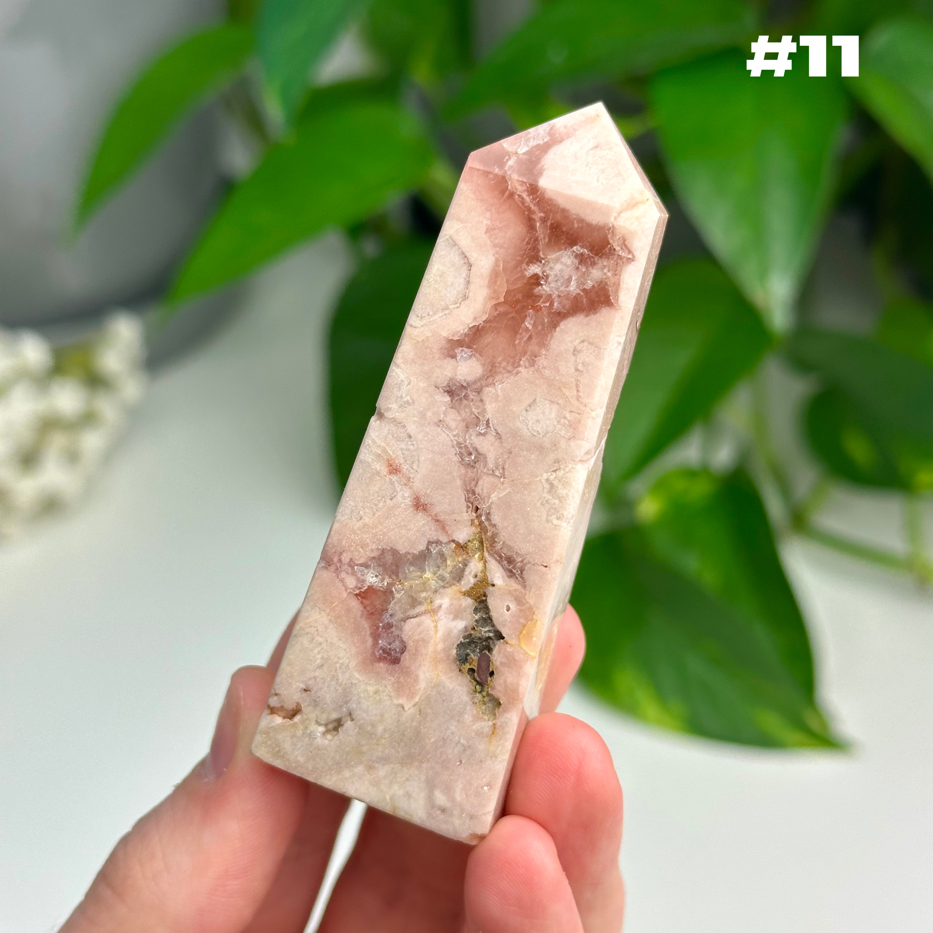 Flower Agate x Pink Amethyst Towers