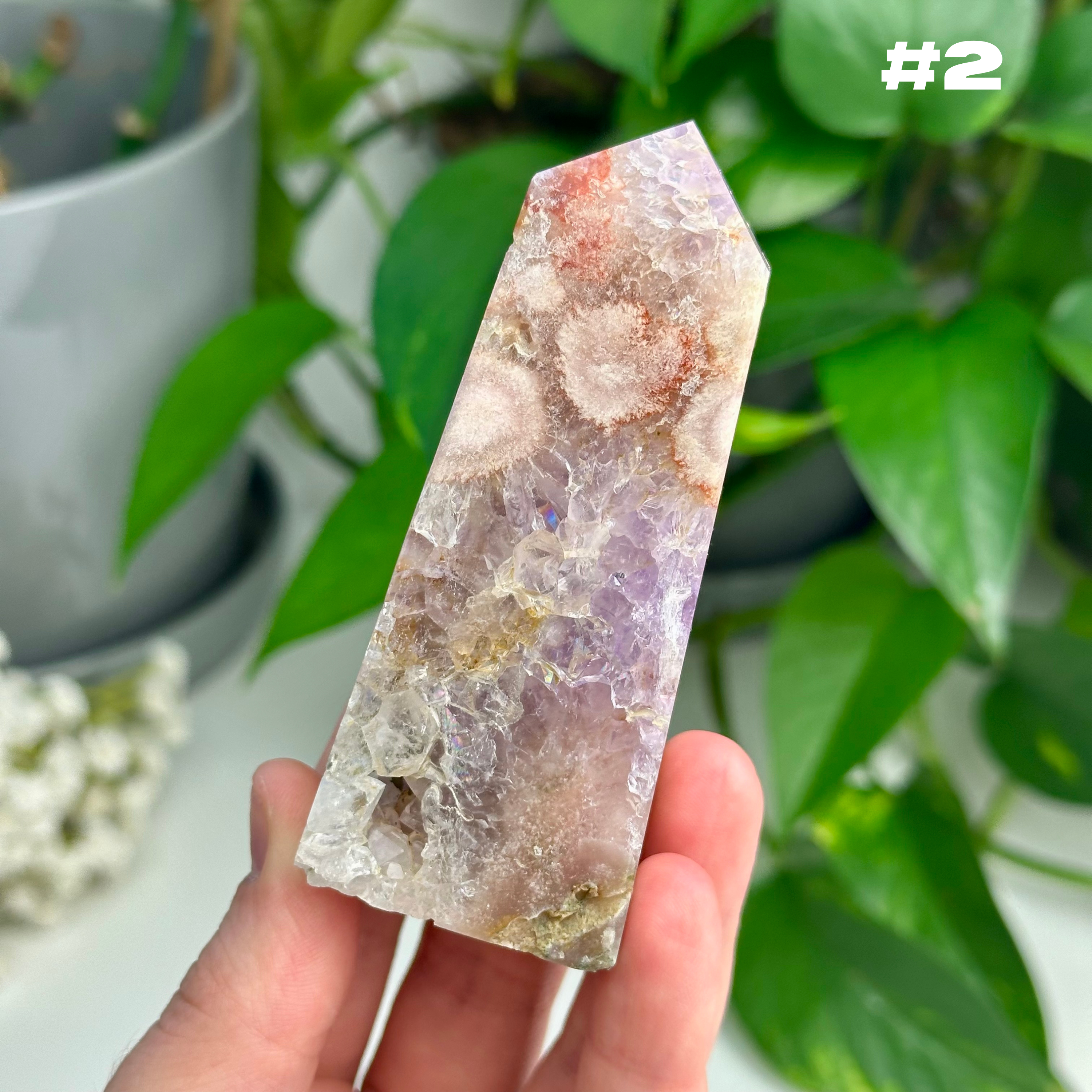 Flower Agate x Pink Amethyst Towers