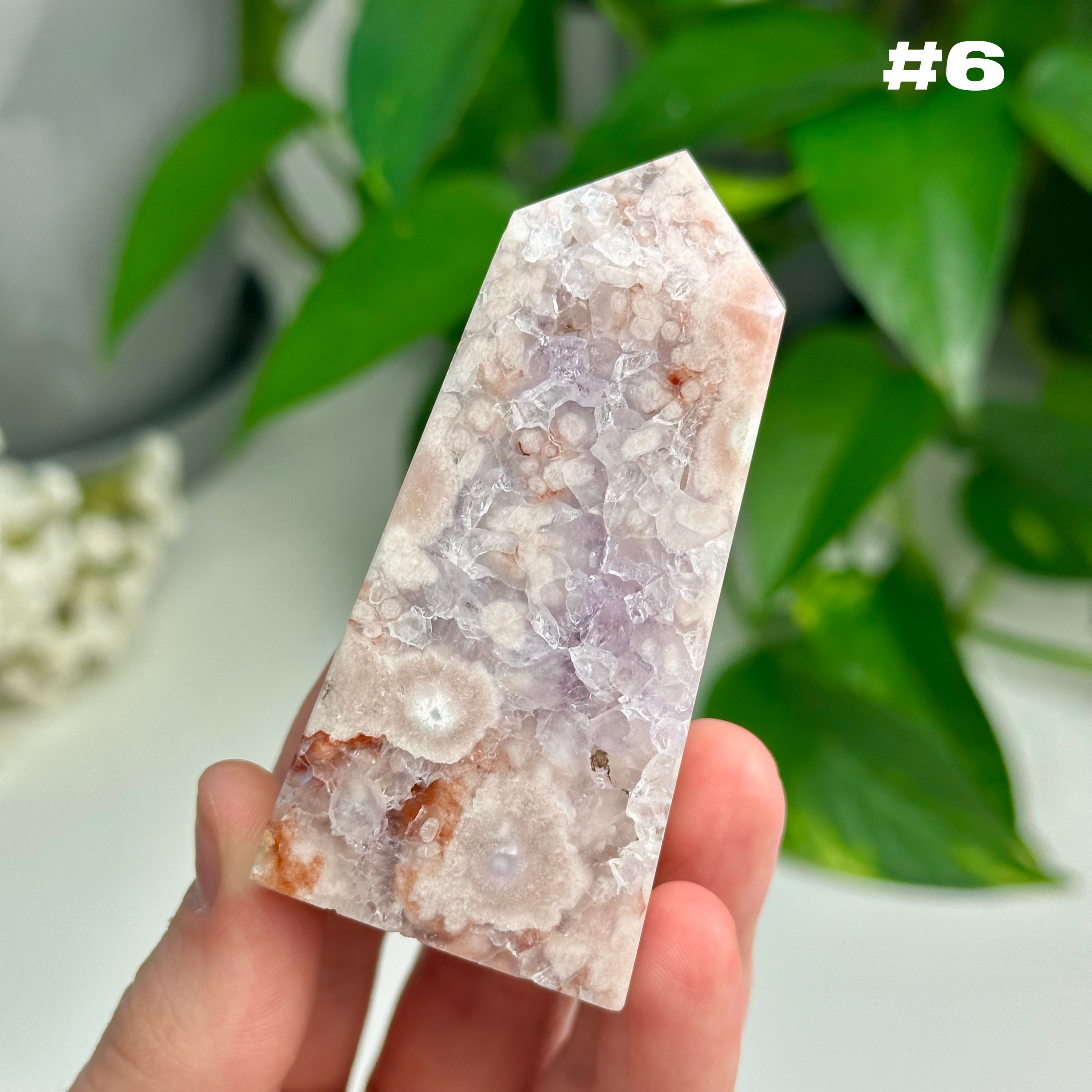 Flower Agate x Pink Amethyst Towers