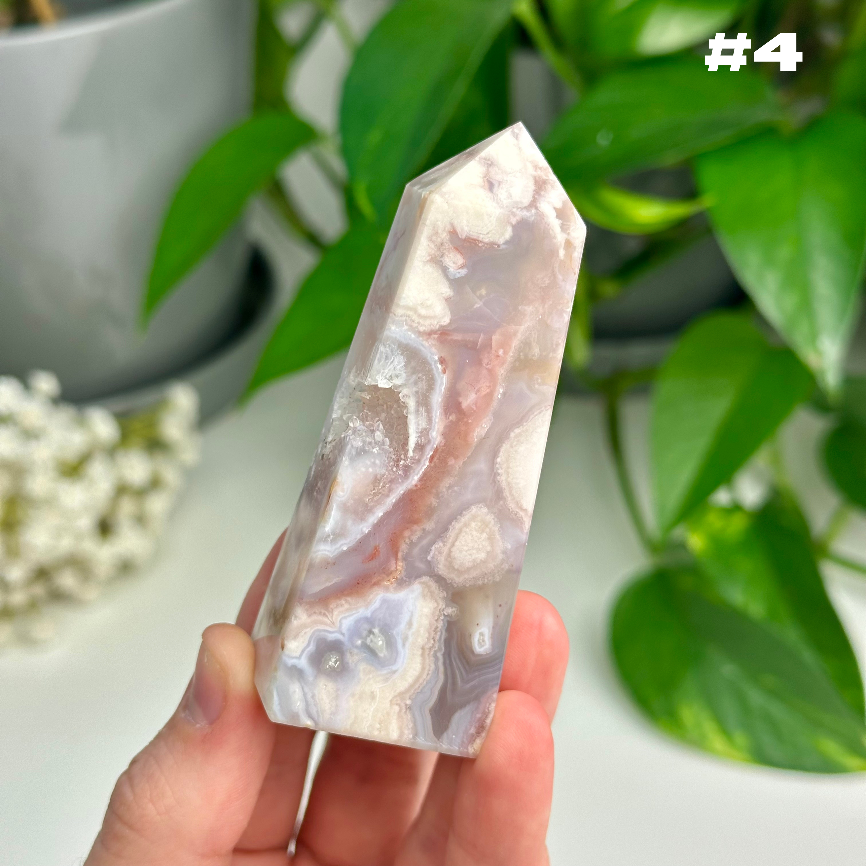 Flower Agate x Pink Amethyst Towers