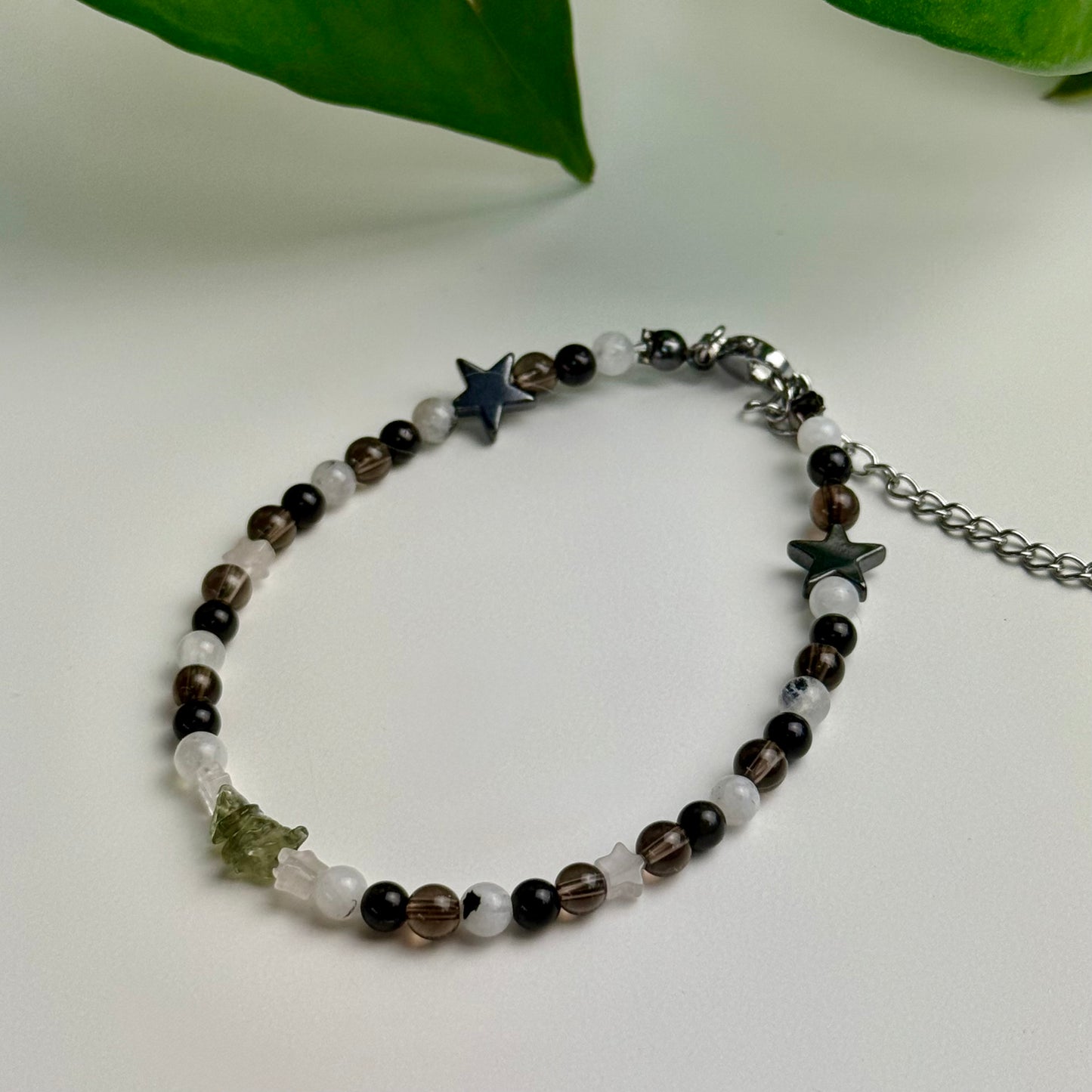 The Steady Shift Bracelet — Smoky Quartz, Obsidian, Hematite, Moonstone & Moldavite