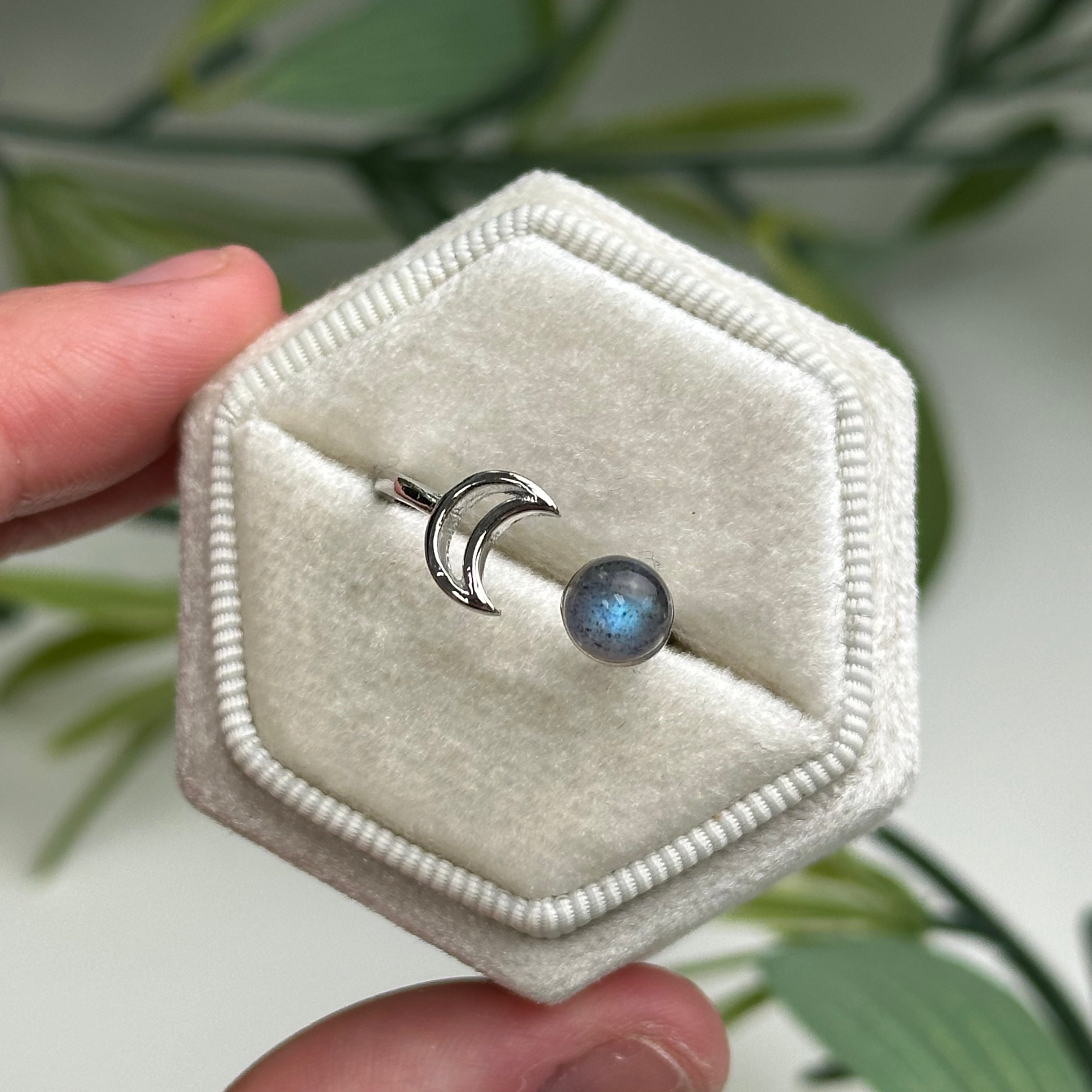 Adjustable Labradorite Moon Rings