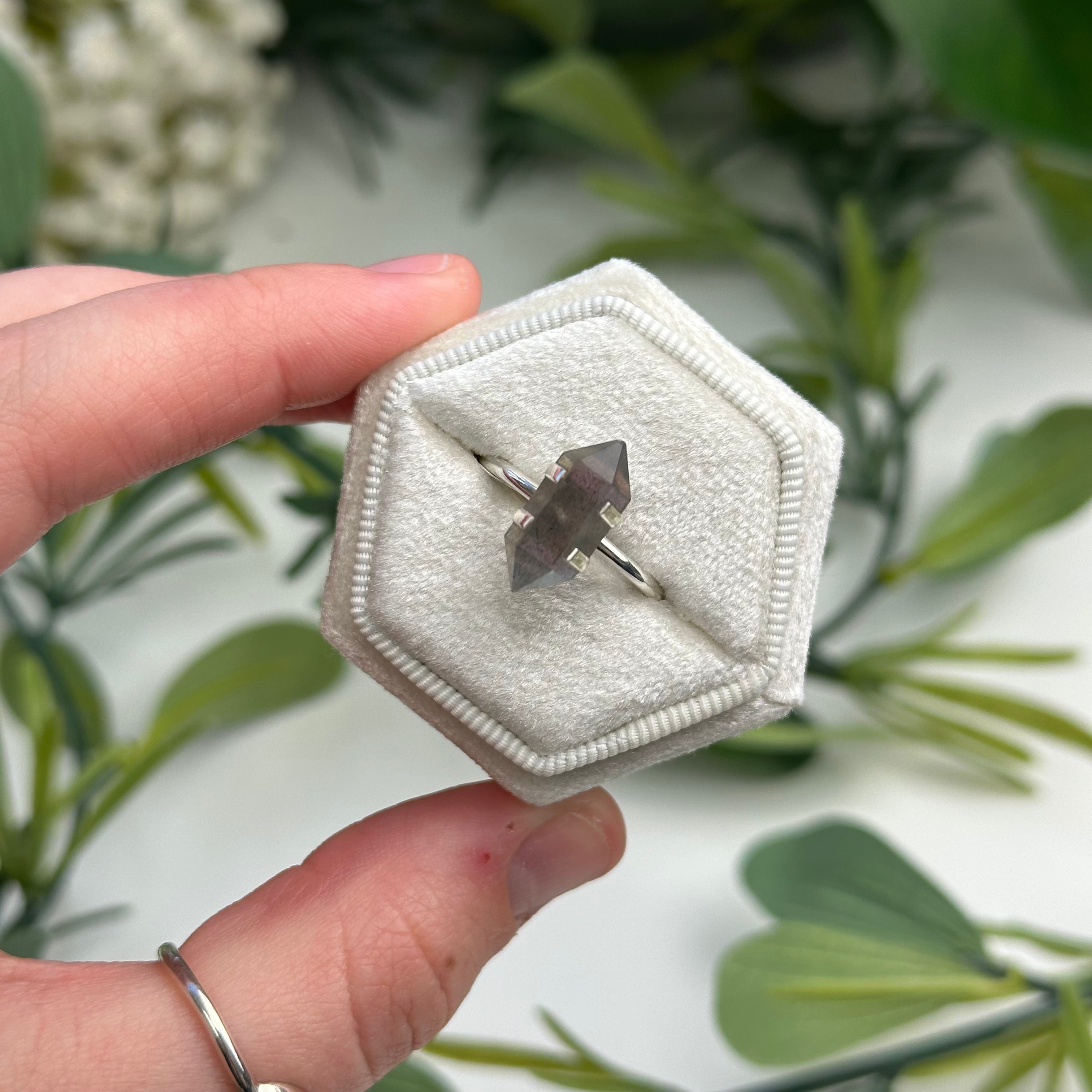 Double Terminated Labradorite Ring