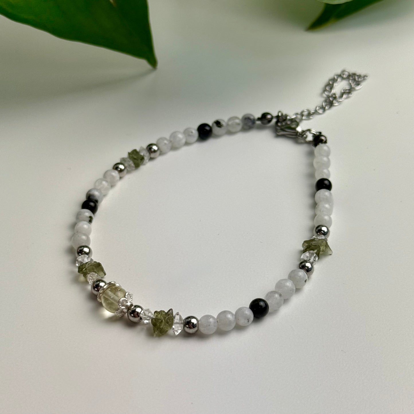 The Ascend Bracelet — Moonstone, Obsidian, Herkimer Diamond, Libyan Desert Glass & Moldavite