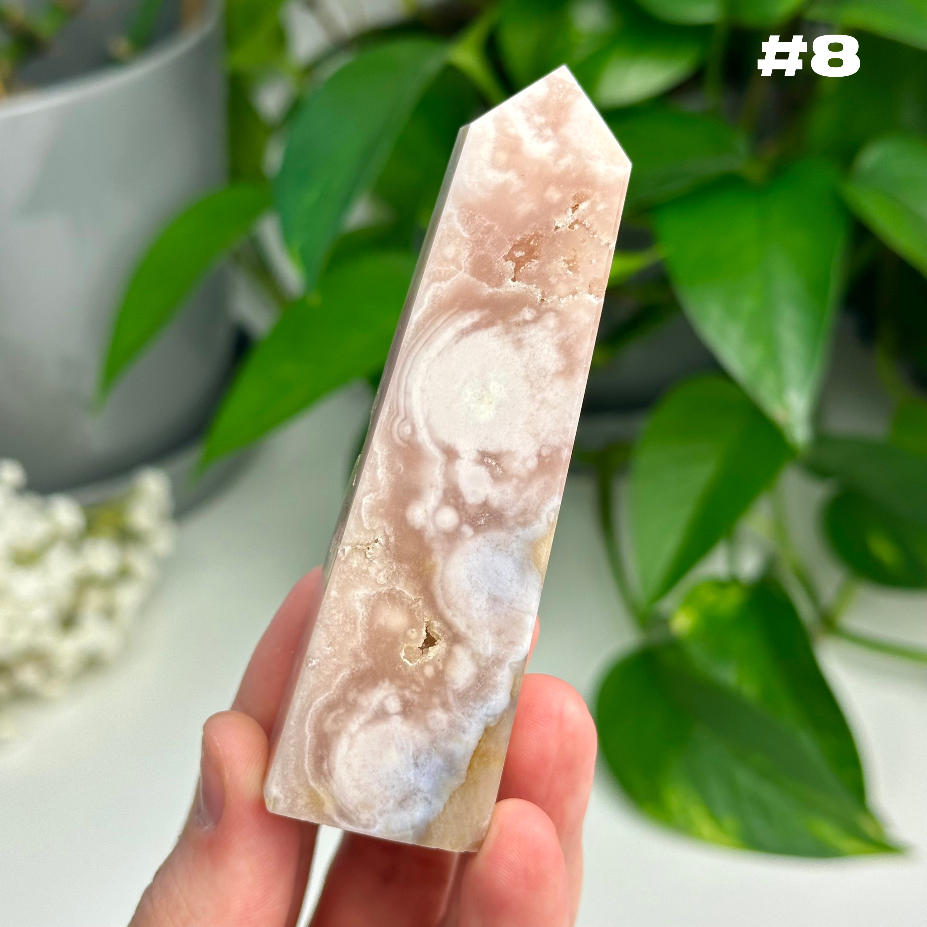 Flower Agate x Pink Amethyst Towers