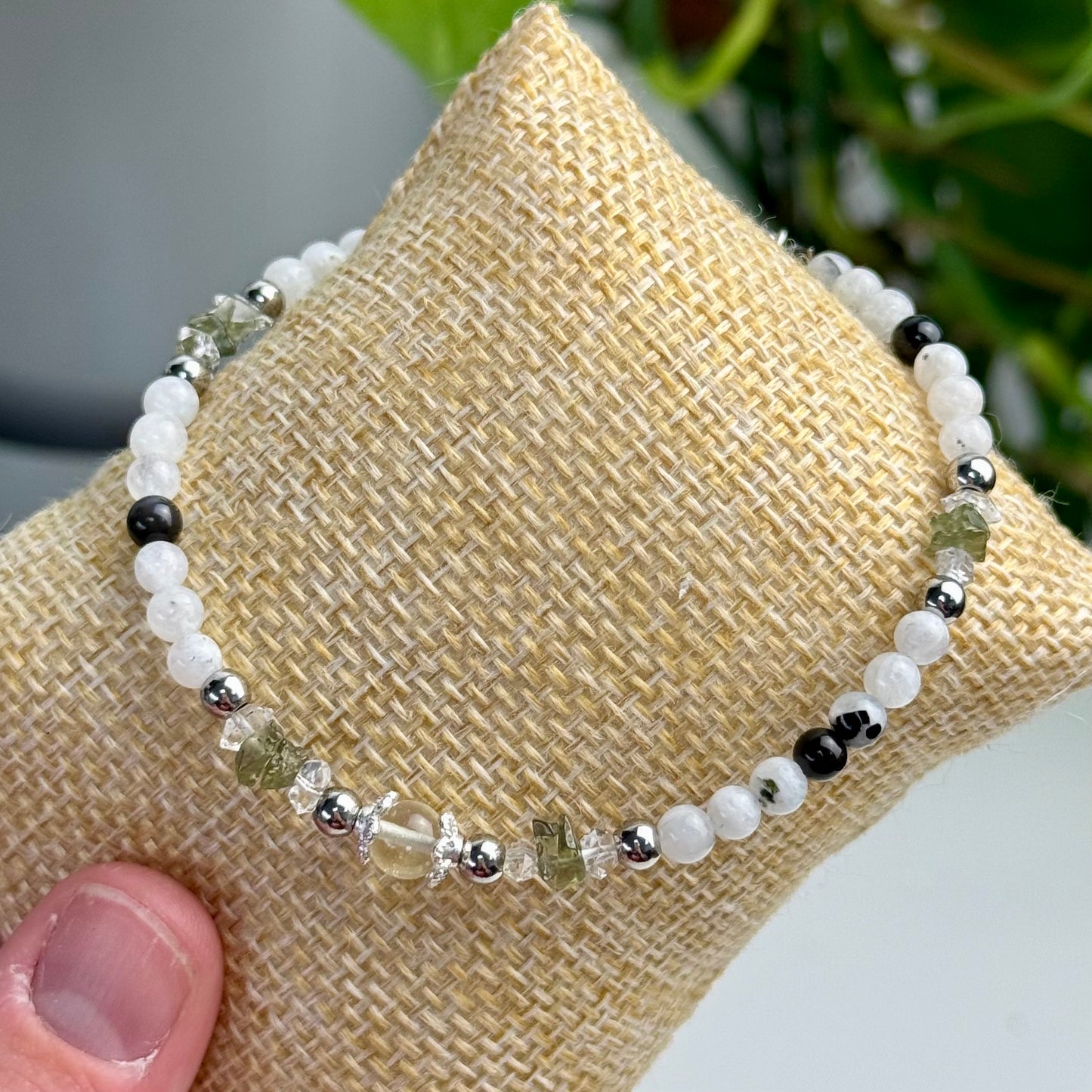 The Ascend Bracelet — Moonstone, Obsidian, Herkimer Diamond, Libyan Desert Glass & Moldavite