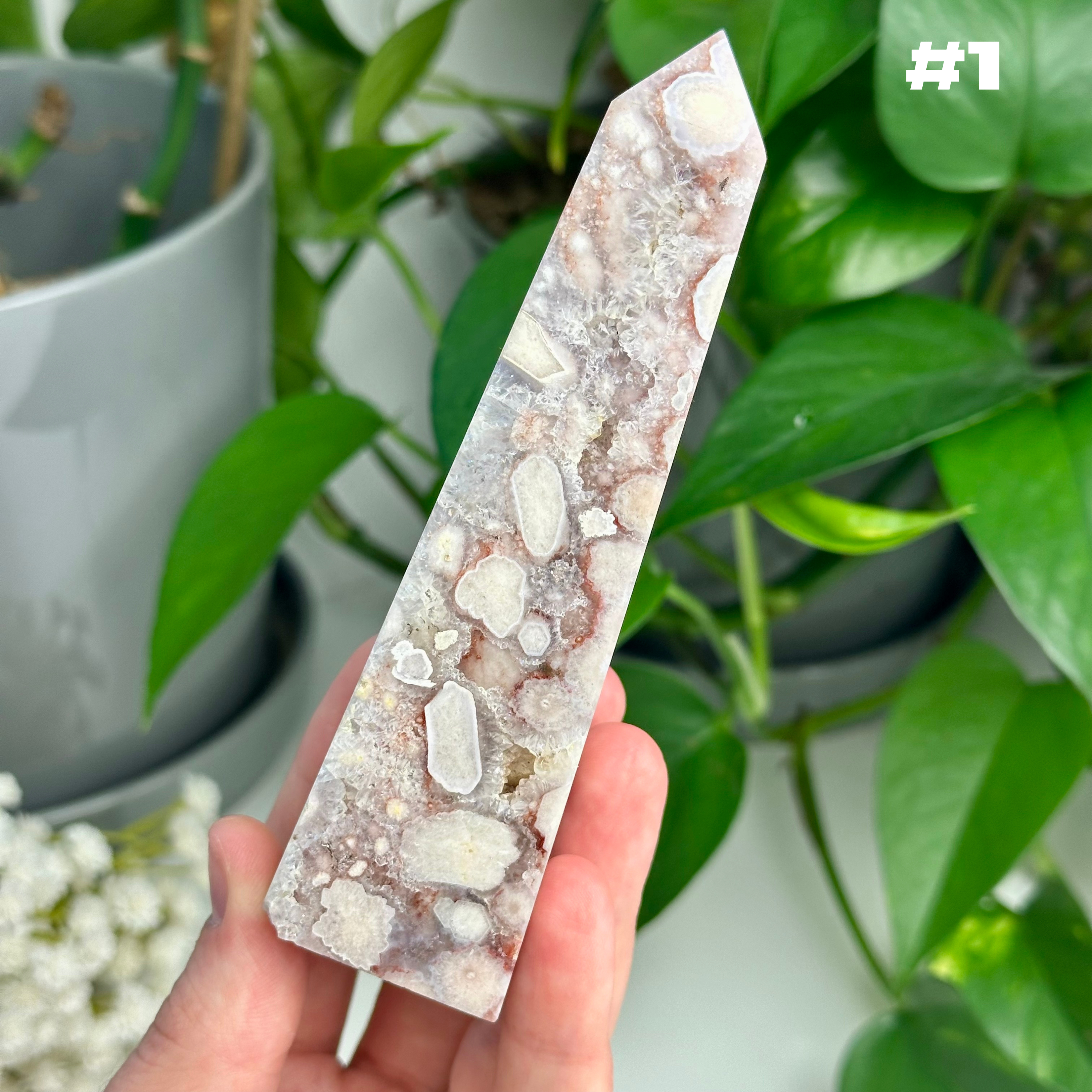 Flower Agate x Pink Amethyst Towers