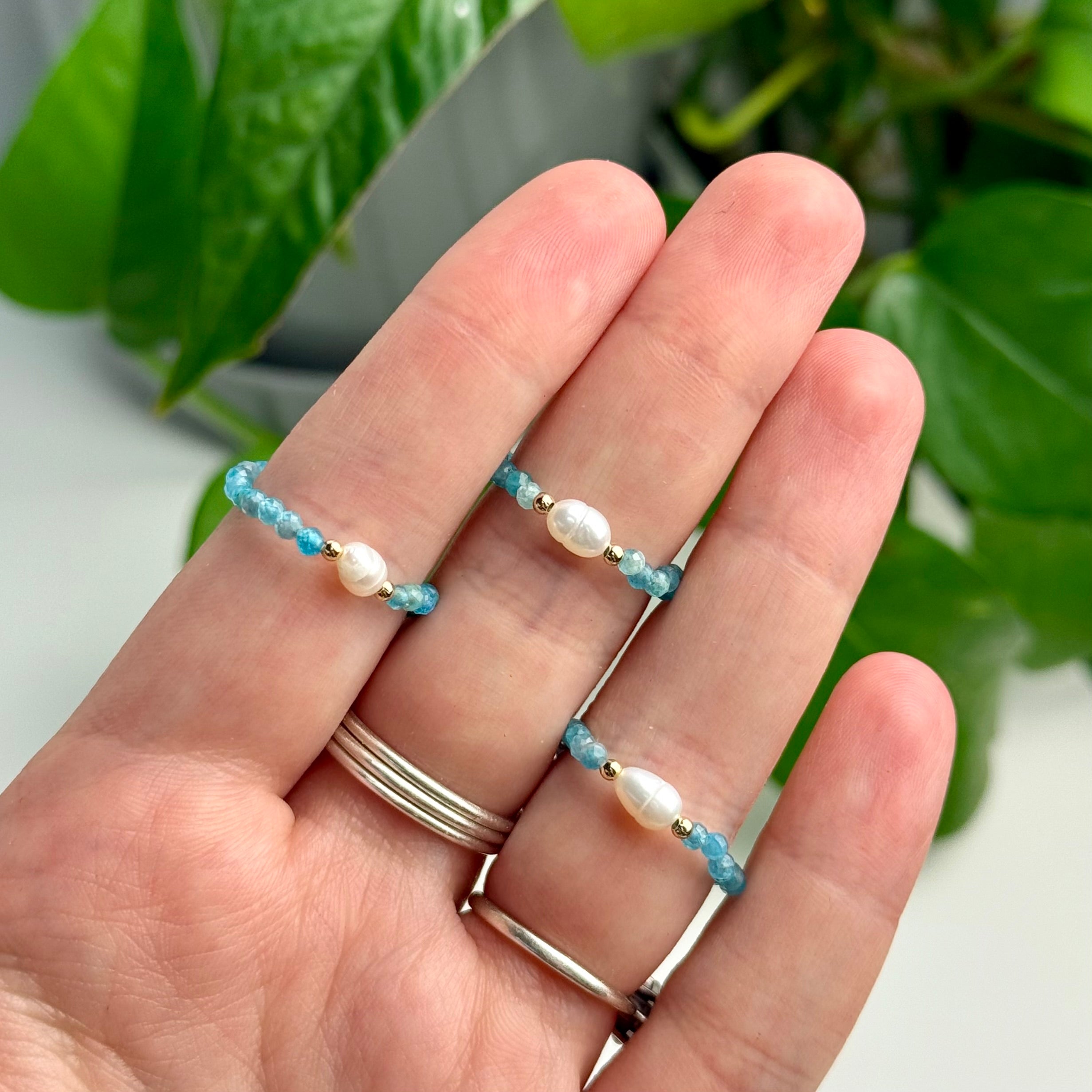 Faceted Crystal & Pearl Beaded Ring