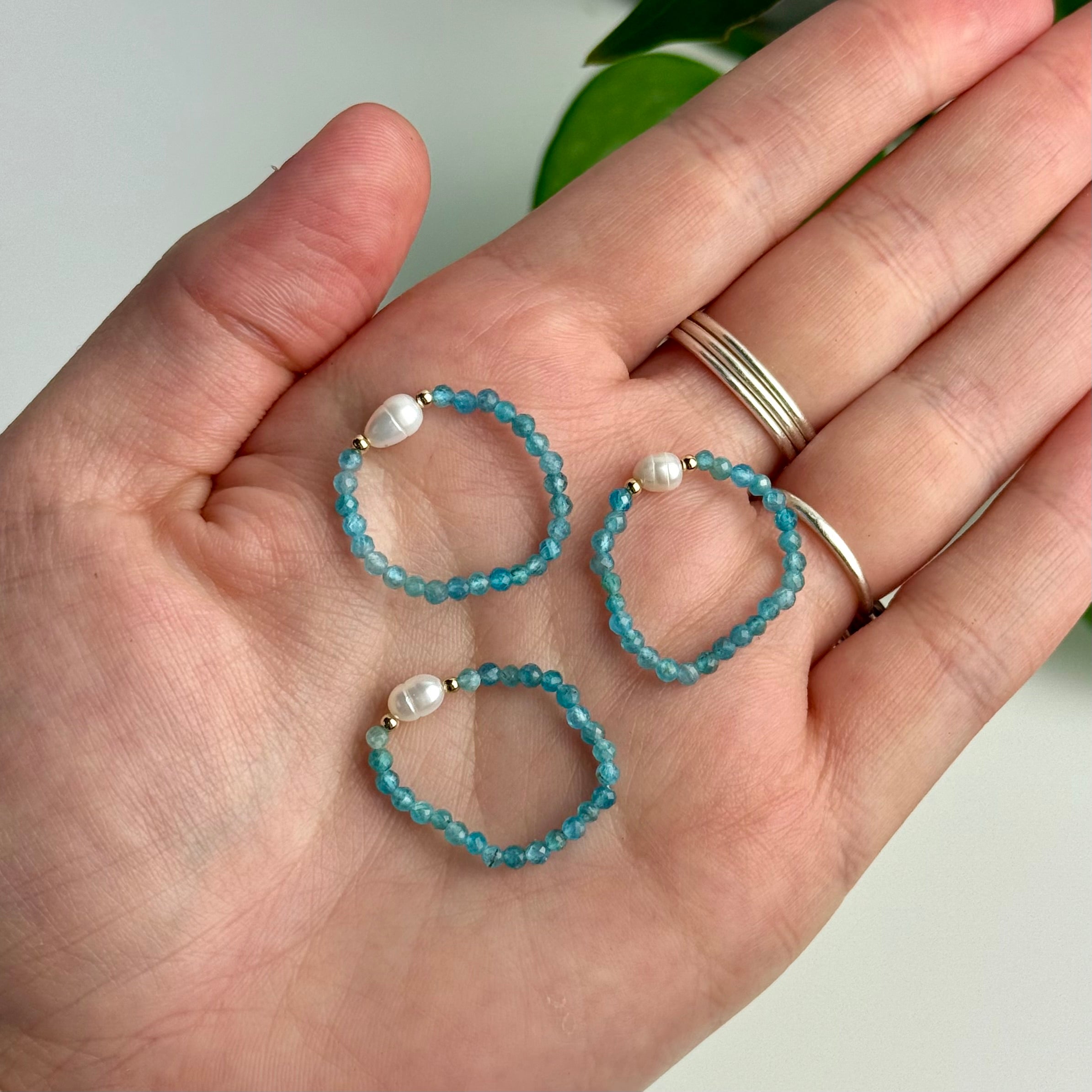 Faceted Crystal & Pearl Beaded Ring