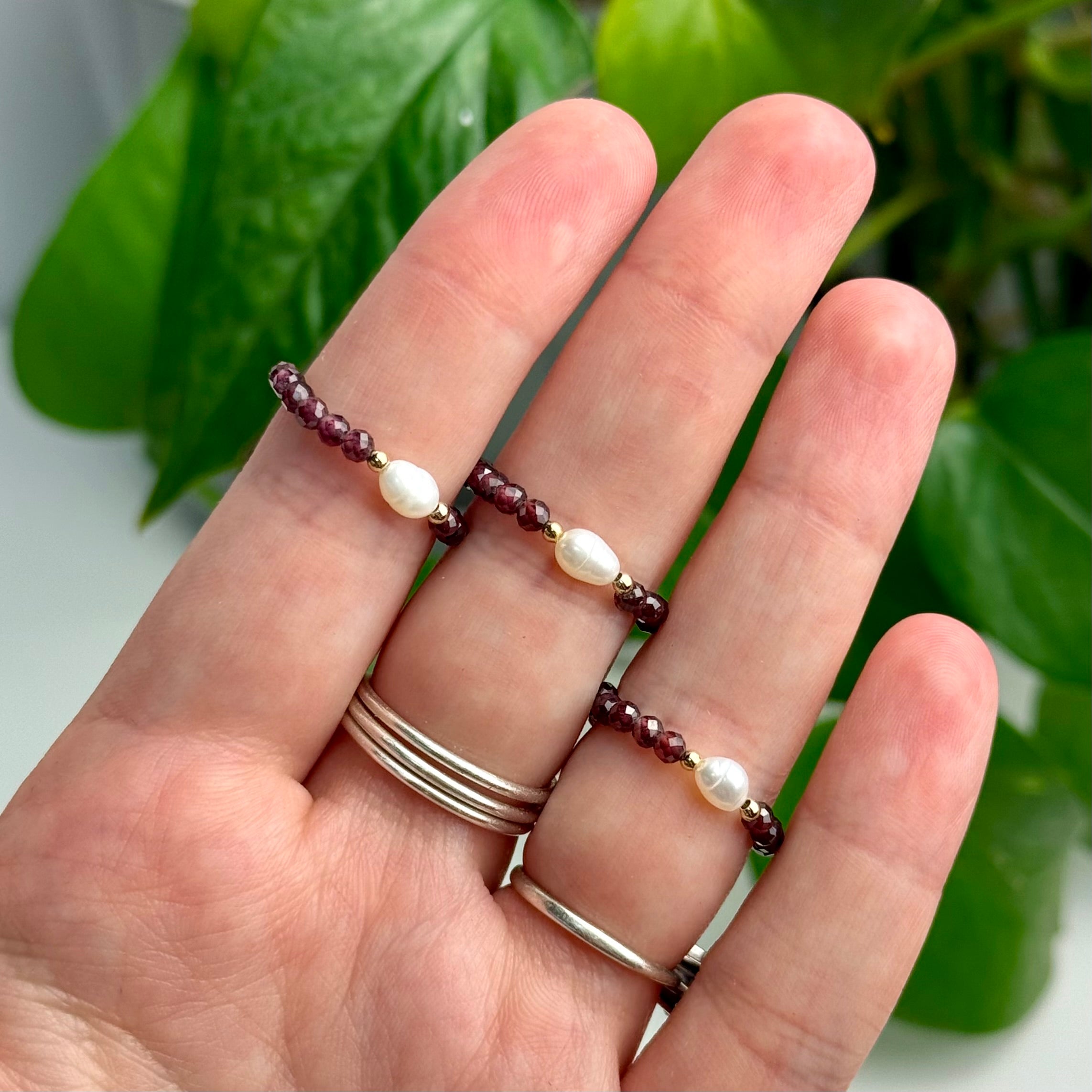 Faceted Crystal & Pearl Beaded Ring