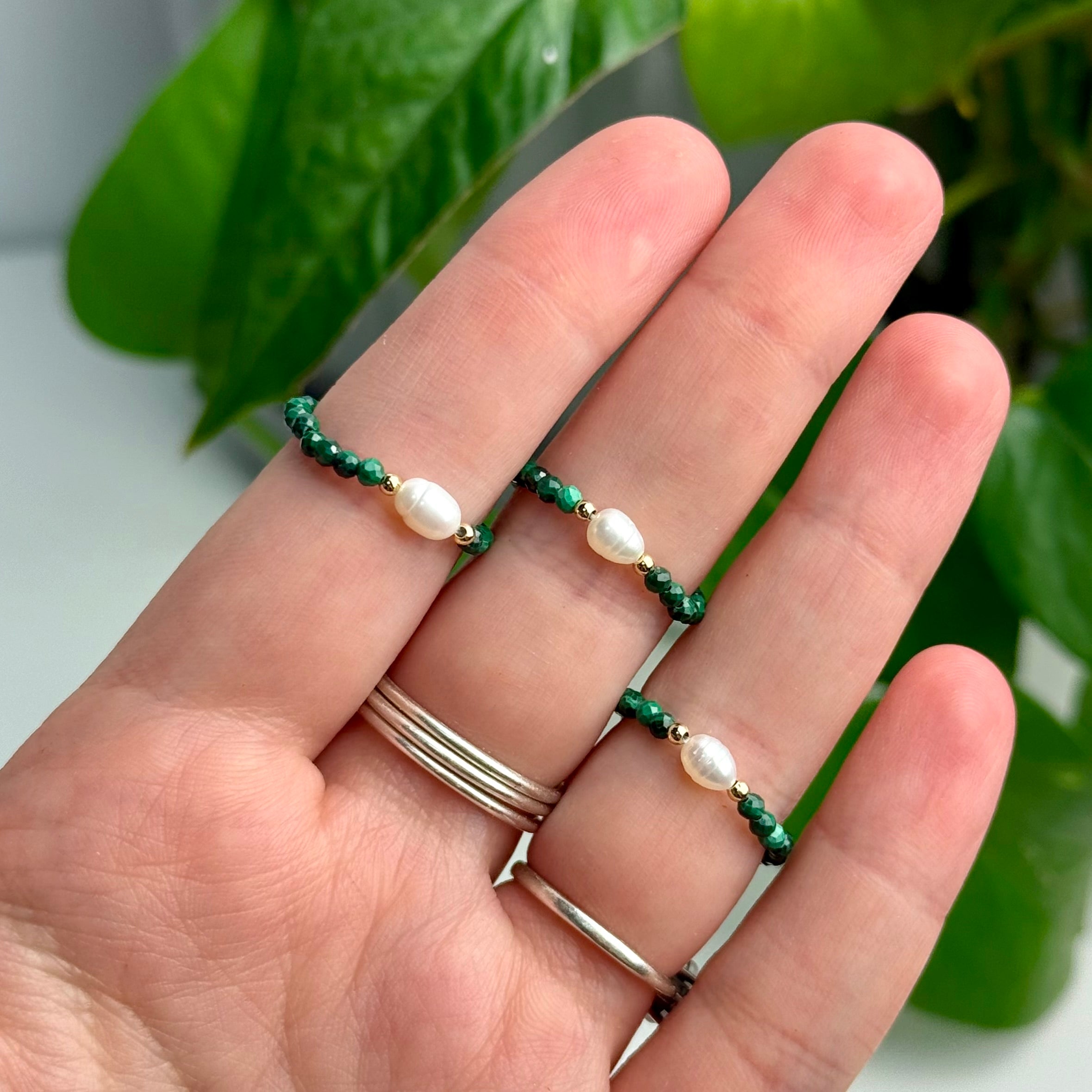 Faceted Crystal & Pearl Beaded Ring