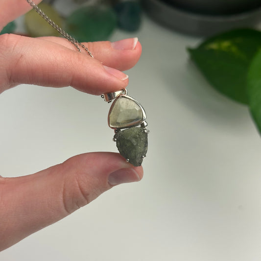 Libyan Desert Glass And Moldavite Pendant Style B