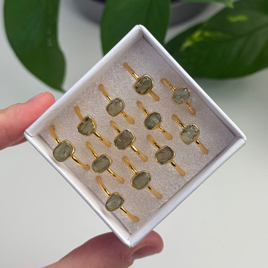 Gold Moldavite Rings