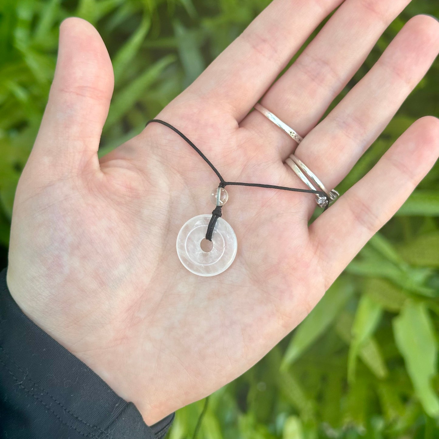 Moldavite/Libyan Desert Glass Macrame Donut Necklaces