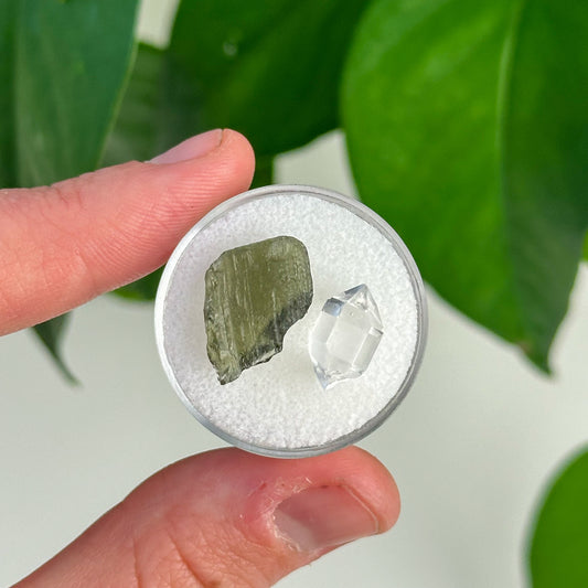 Herkimer Diamond & Moldavite Set #1