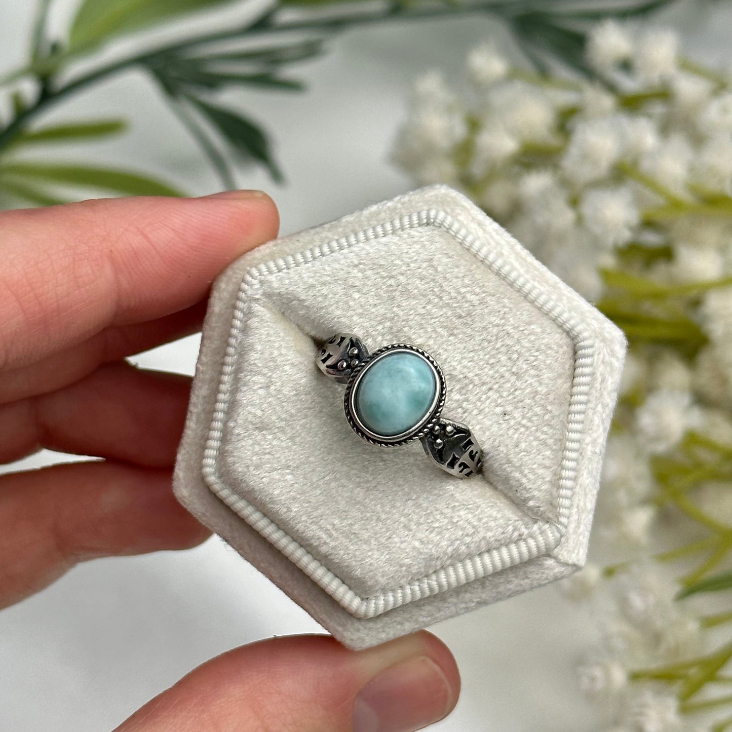 Adjustable Larimar Rings