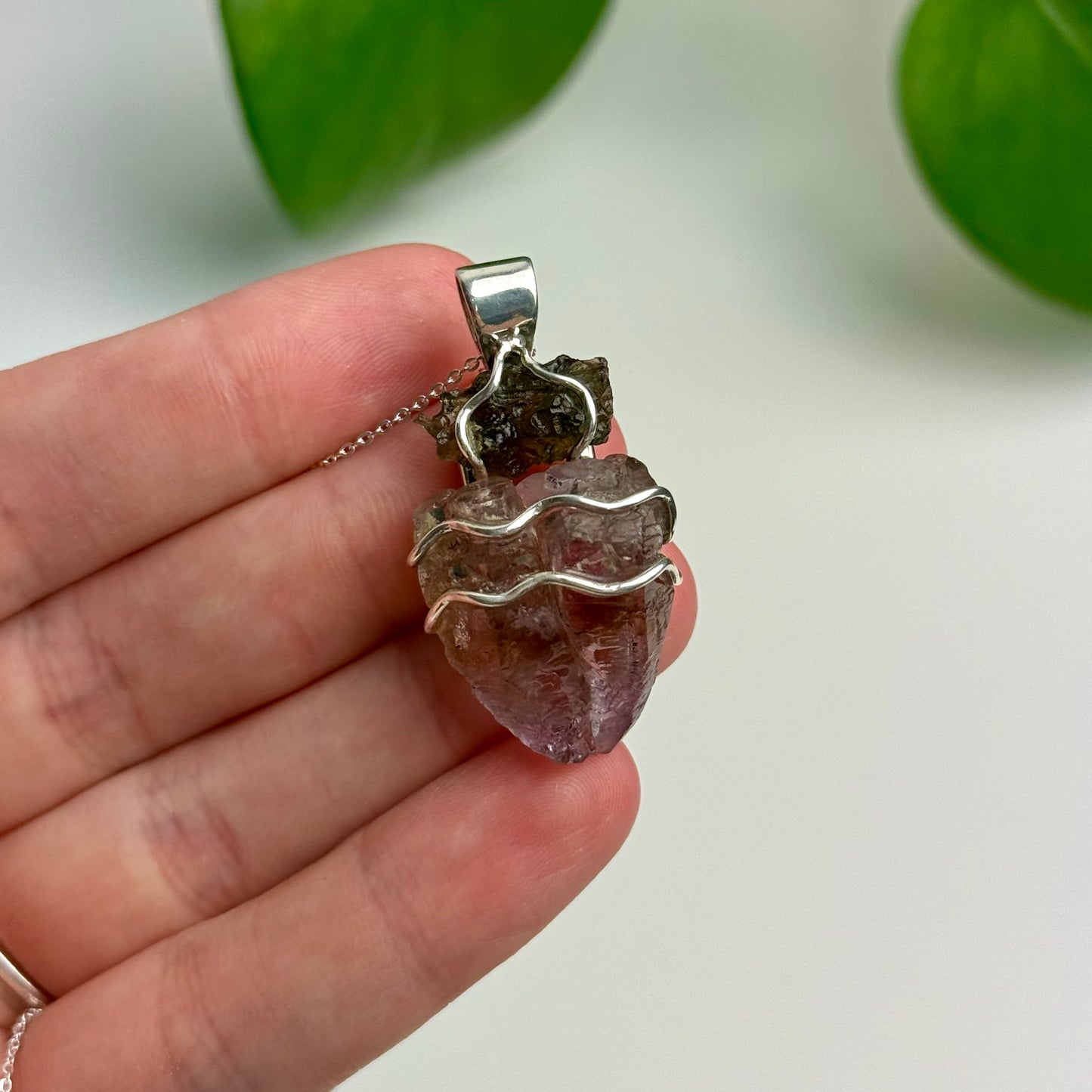 Moldavite & Super 7 Pendant 10.55 Grams