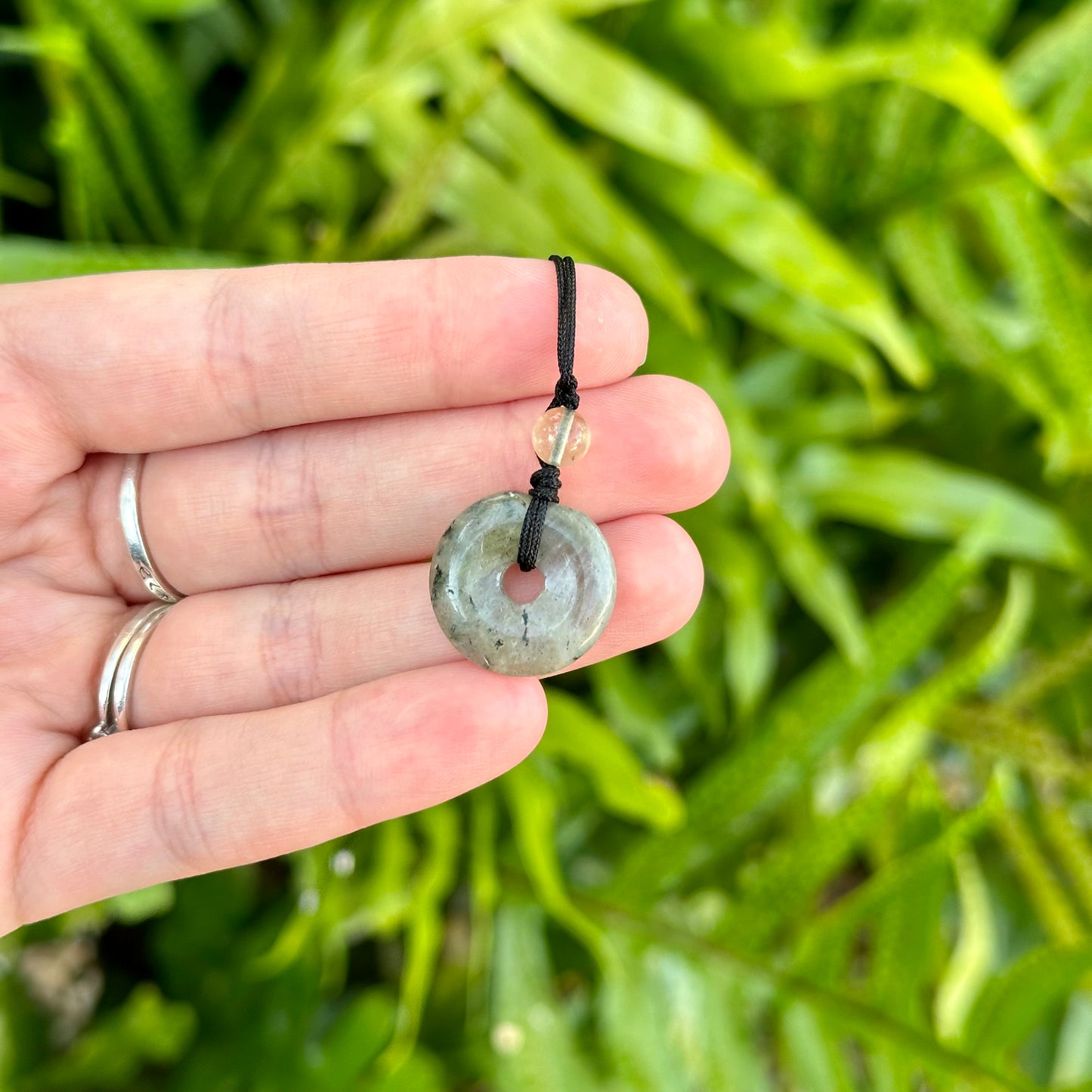 Moldavite/Libyan Desert Glass Macrame Donut Necklaces