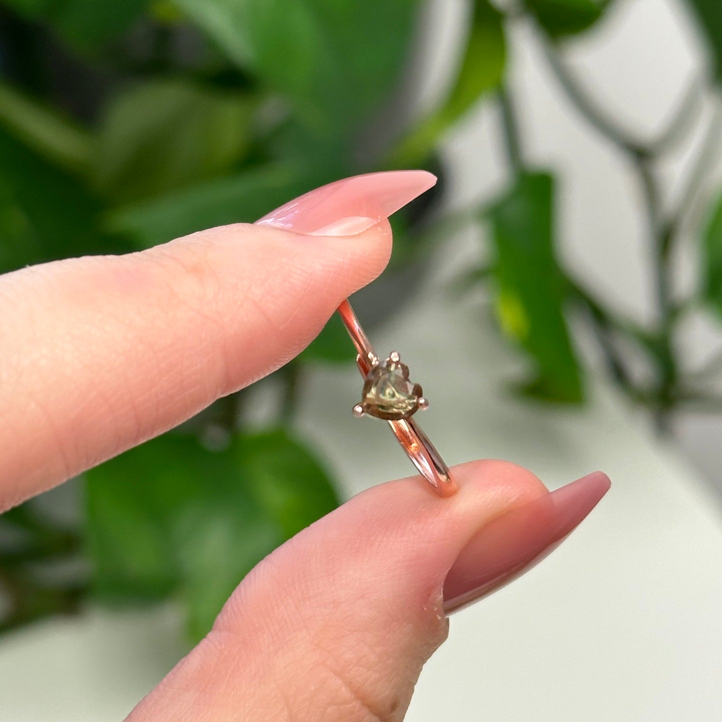 Moldavite Heart Ring