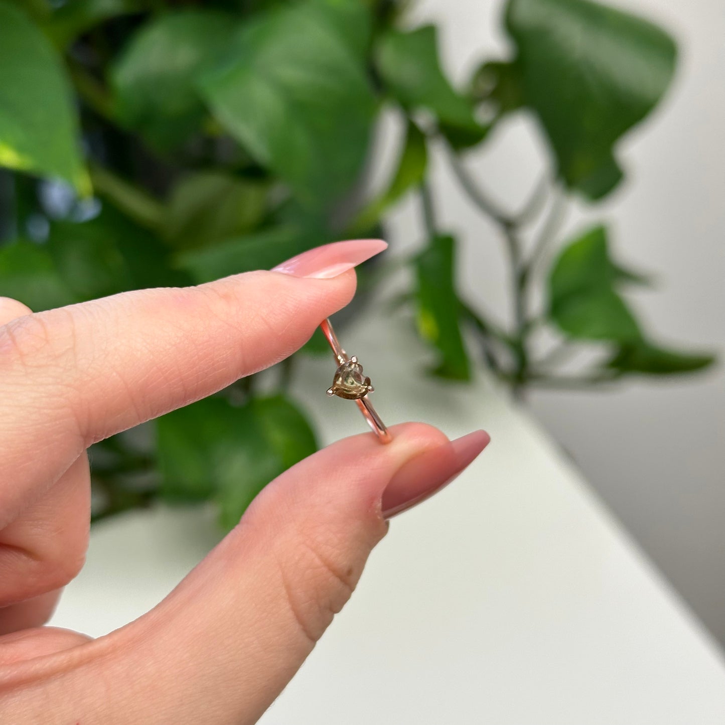 Moldavite Heart Ring