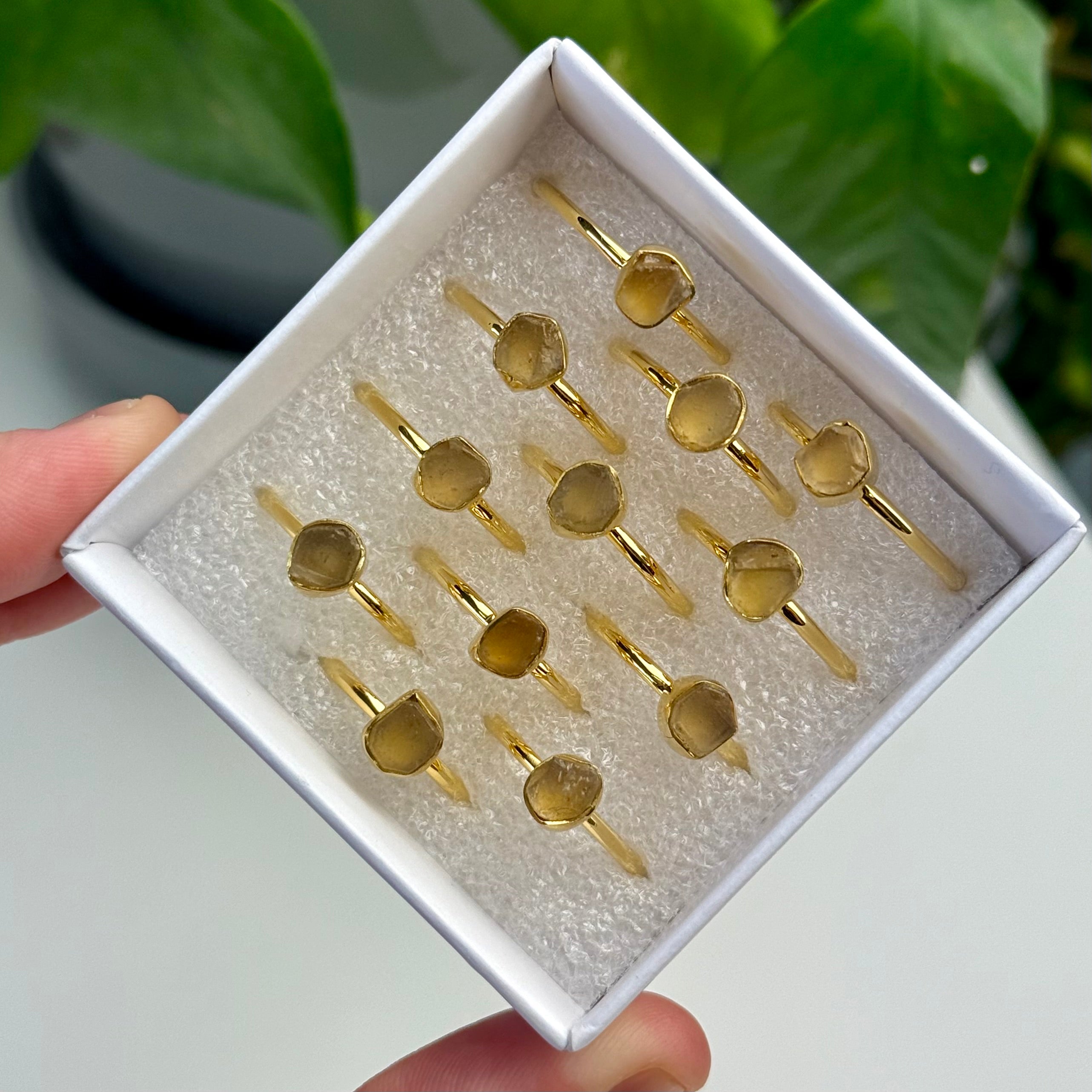 Gold Libyan Desert Glass Rings