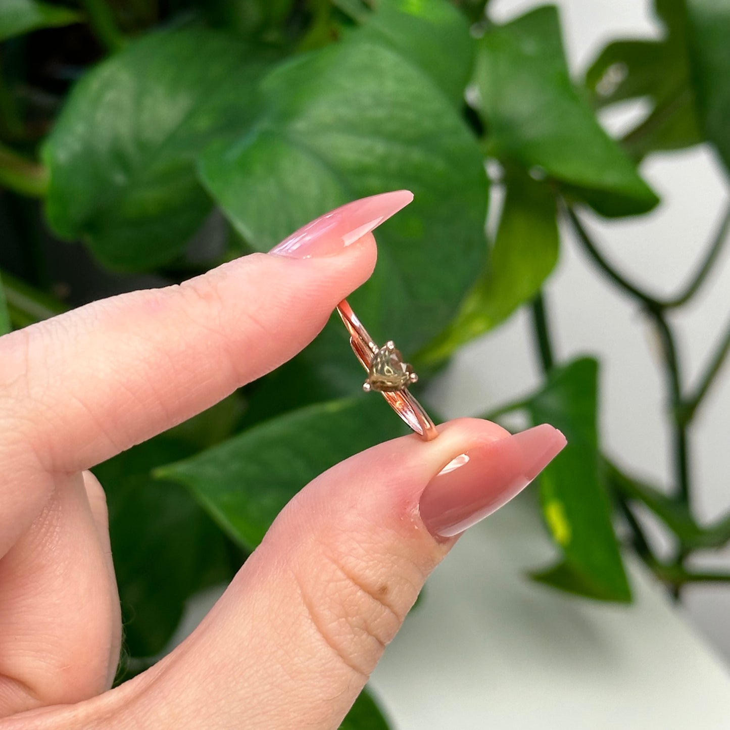 Moldavite Heart Ring