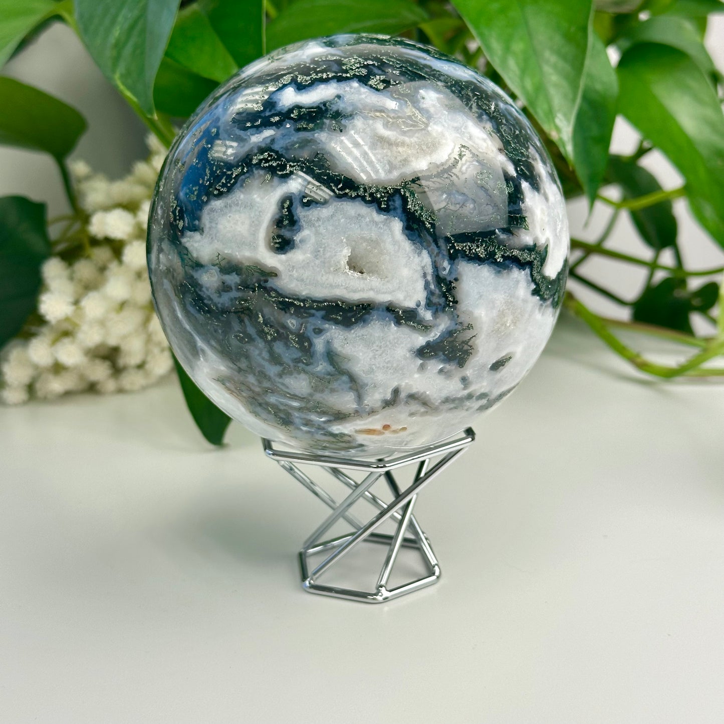 Moss Agate Statement Sphere