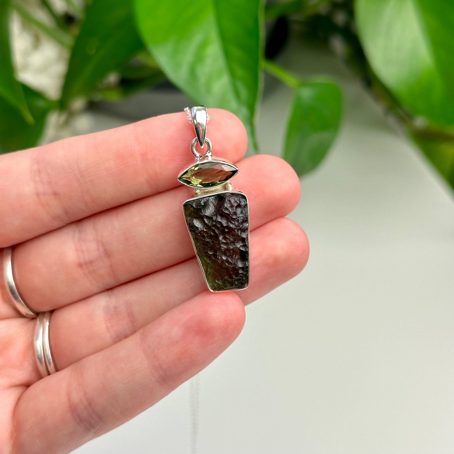 Faceted And Raw Moldavite Necklace