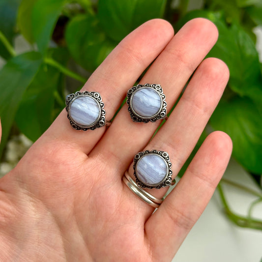 Adjustable Blue Lace Agate Ring