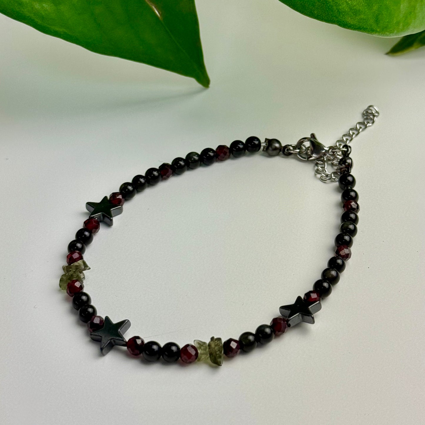 The Grounded Power Bracelet — Obsidian, Hematite, Garnet & Moldavite