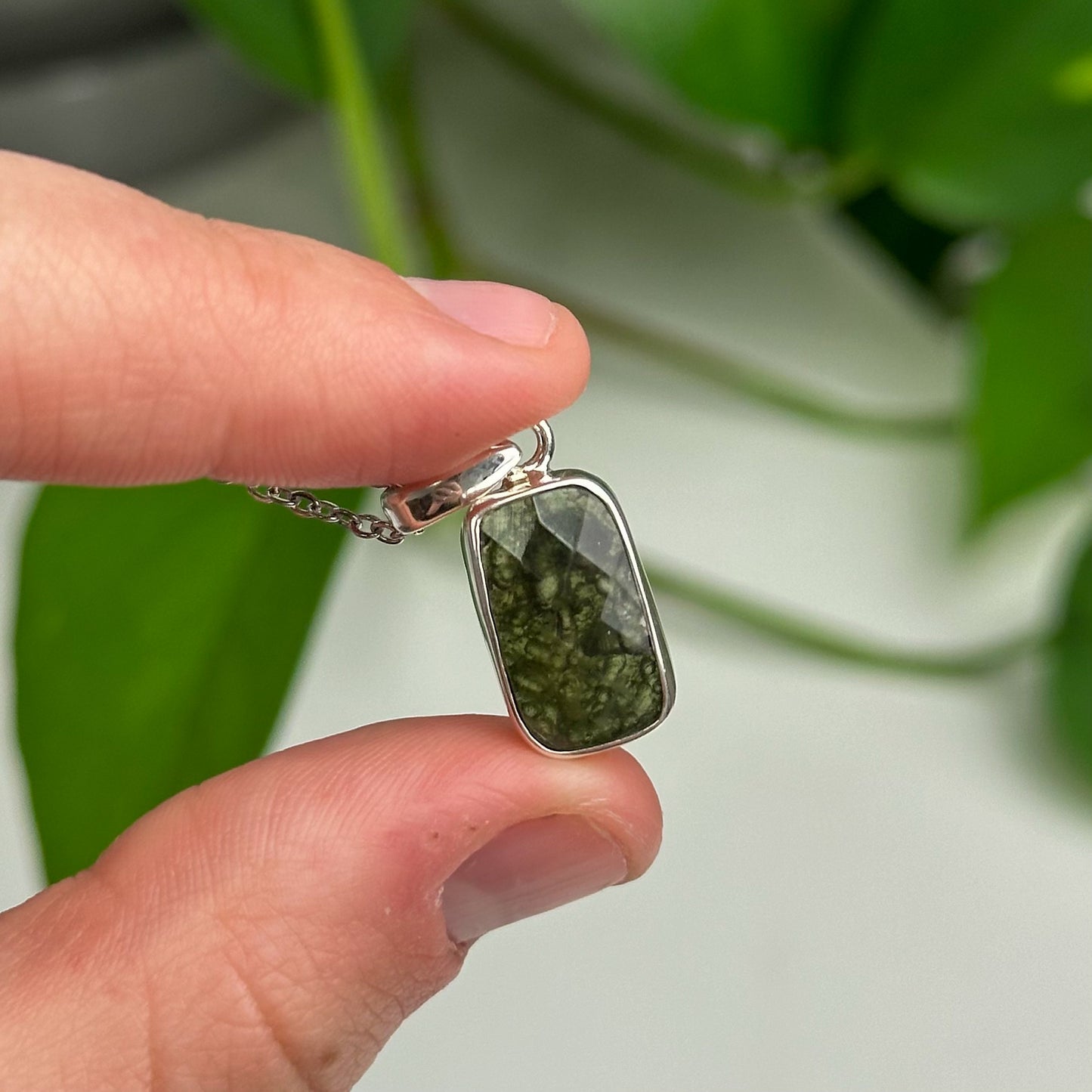 Faceted Moldavite Pendant 2.59 grams