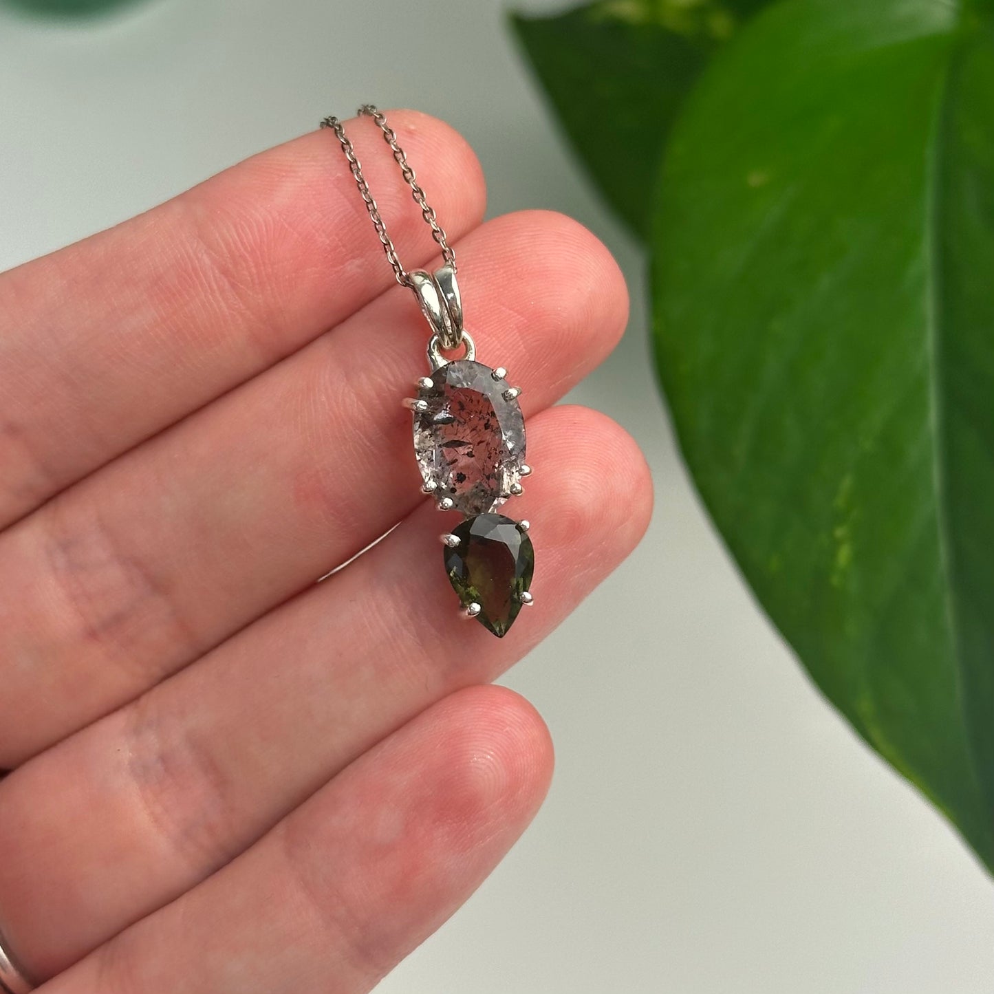 Super 7 And Moldavite Pendant Style B