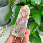 Flower Agate x Pink Amethyst Towers
