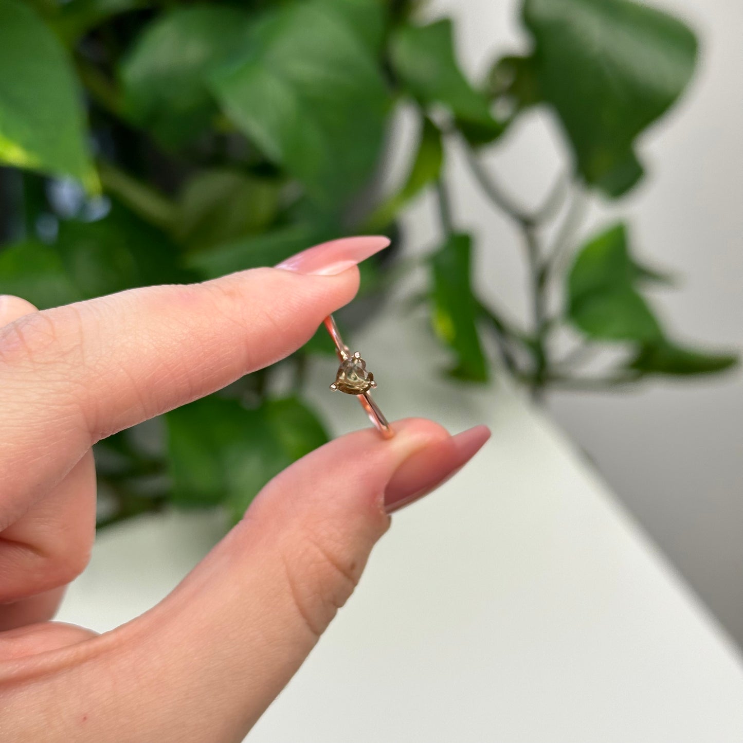 Moldavite Heart Ring