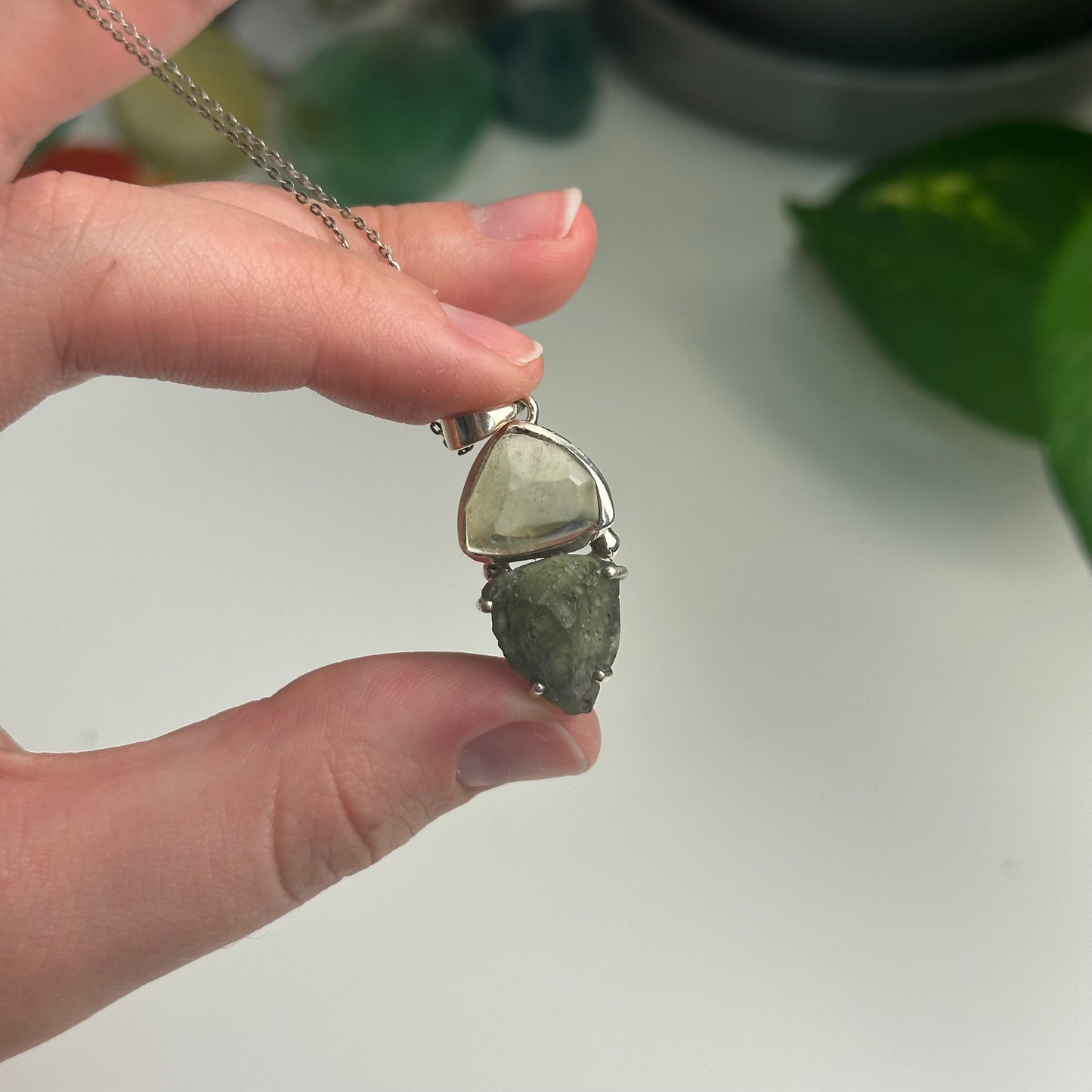 Libyan Desert Glass And Moldavite Pendant Style B