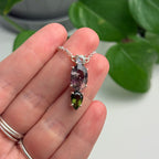 Moldavite, Super 7 Amethyst & Madagascar Moonstone Pendant—3.23 Grams
