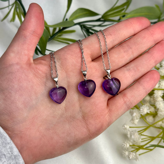 Amethyst Heart Necklaces