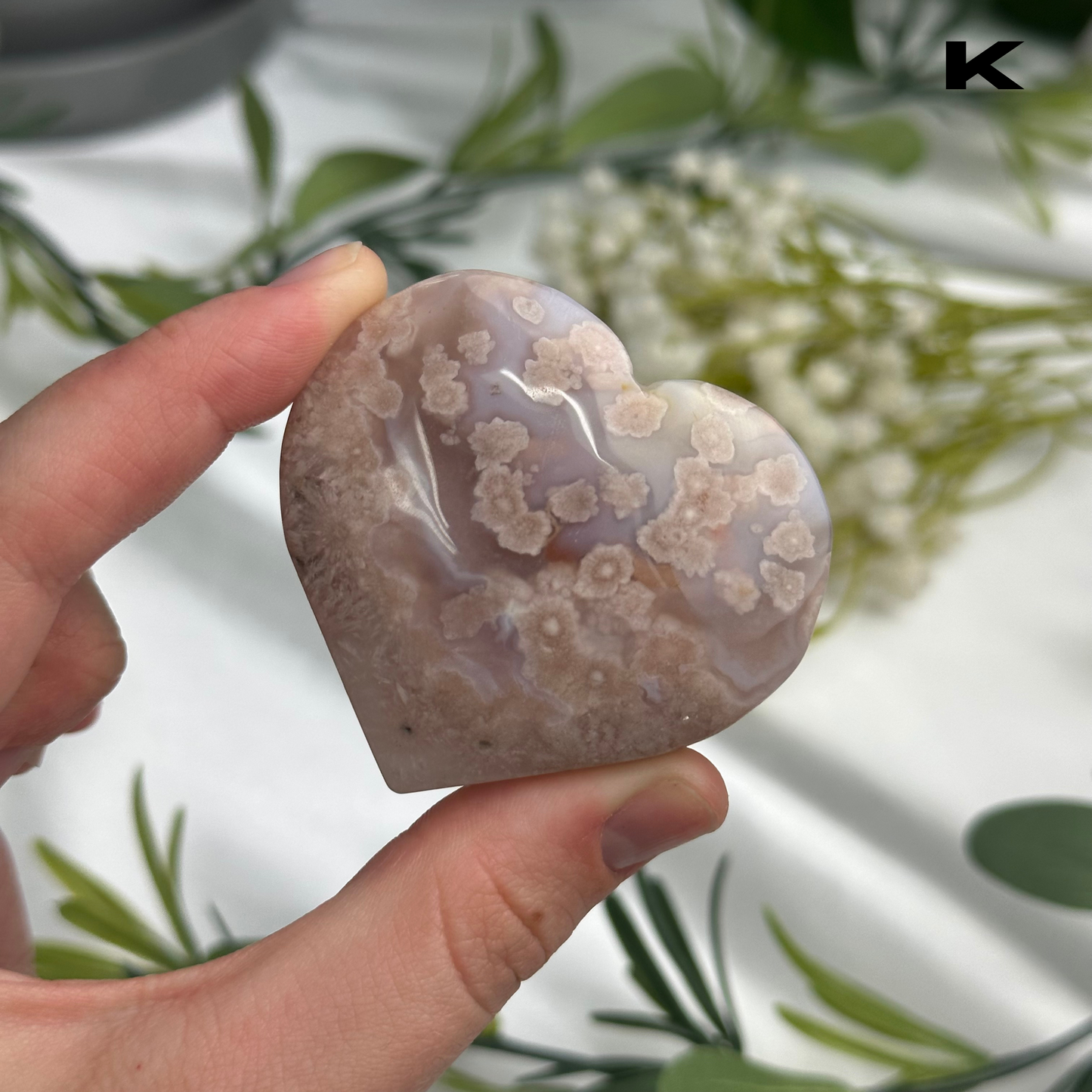 Flower Agate Hearts