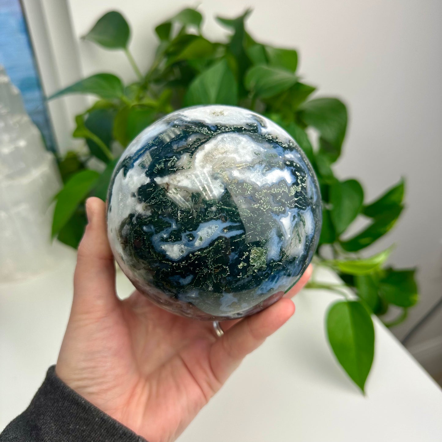 Moss Agate Statement Sphere