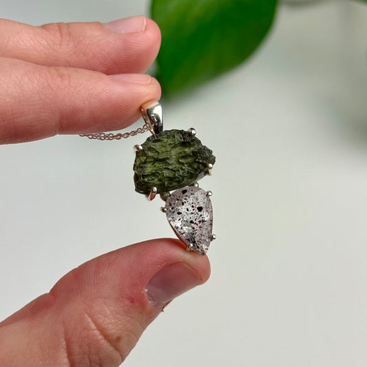 Moldavite & Lepidocrocite Crystal Pendant 4.60 Grams