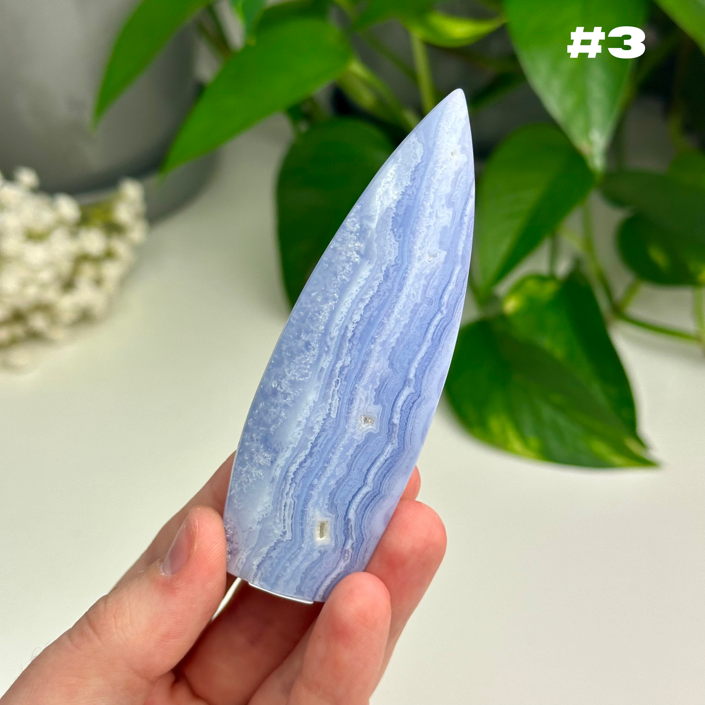 Blue Lace Agate Flames