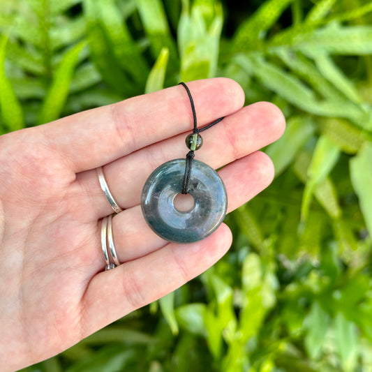 Moldavite/Libyan Desert Glass Macrame Donut Necklaces