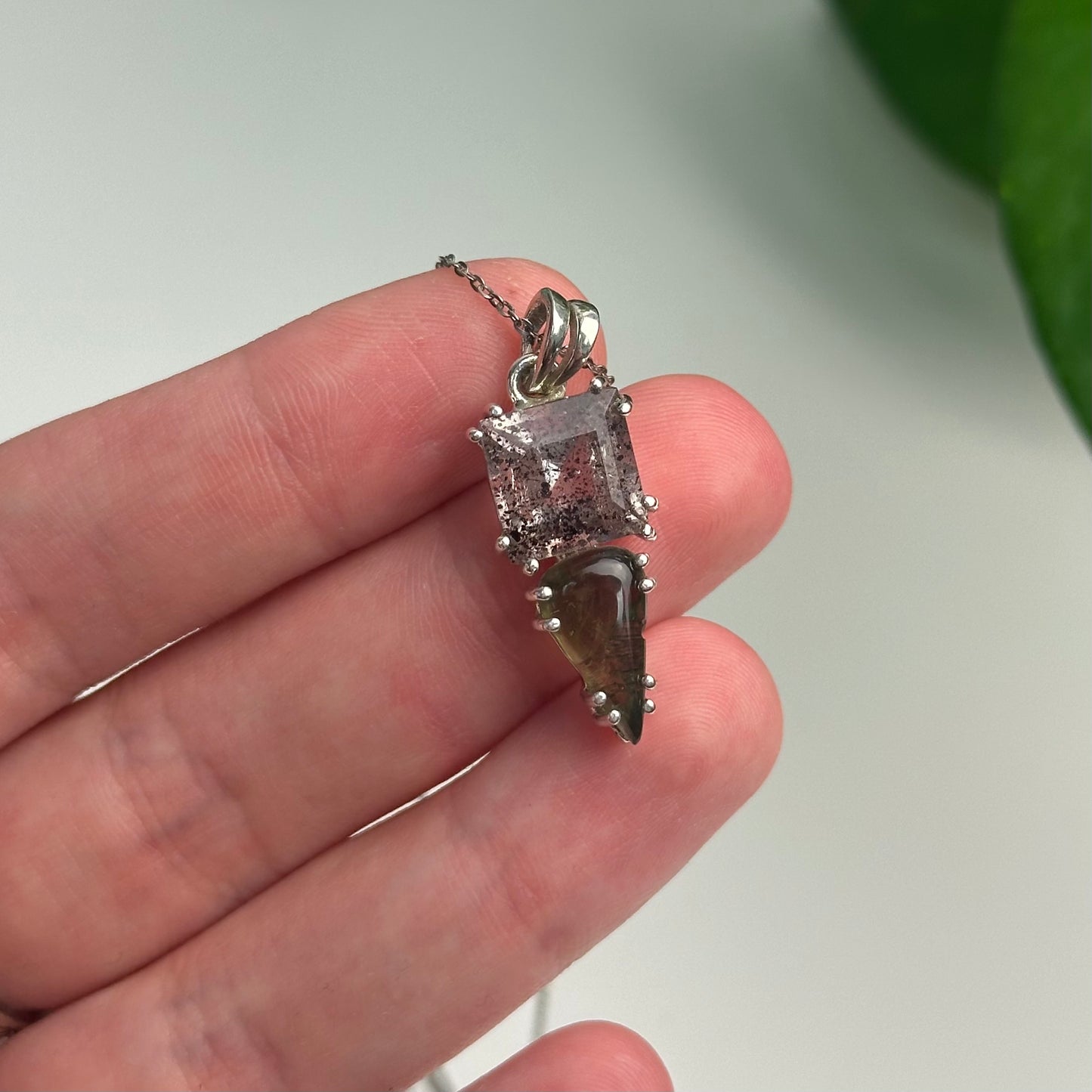 Super 7 And Moldavite Pendant Style C